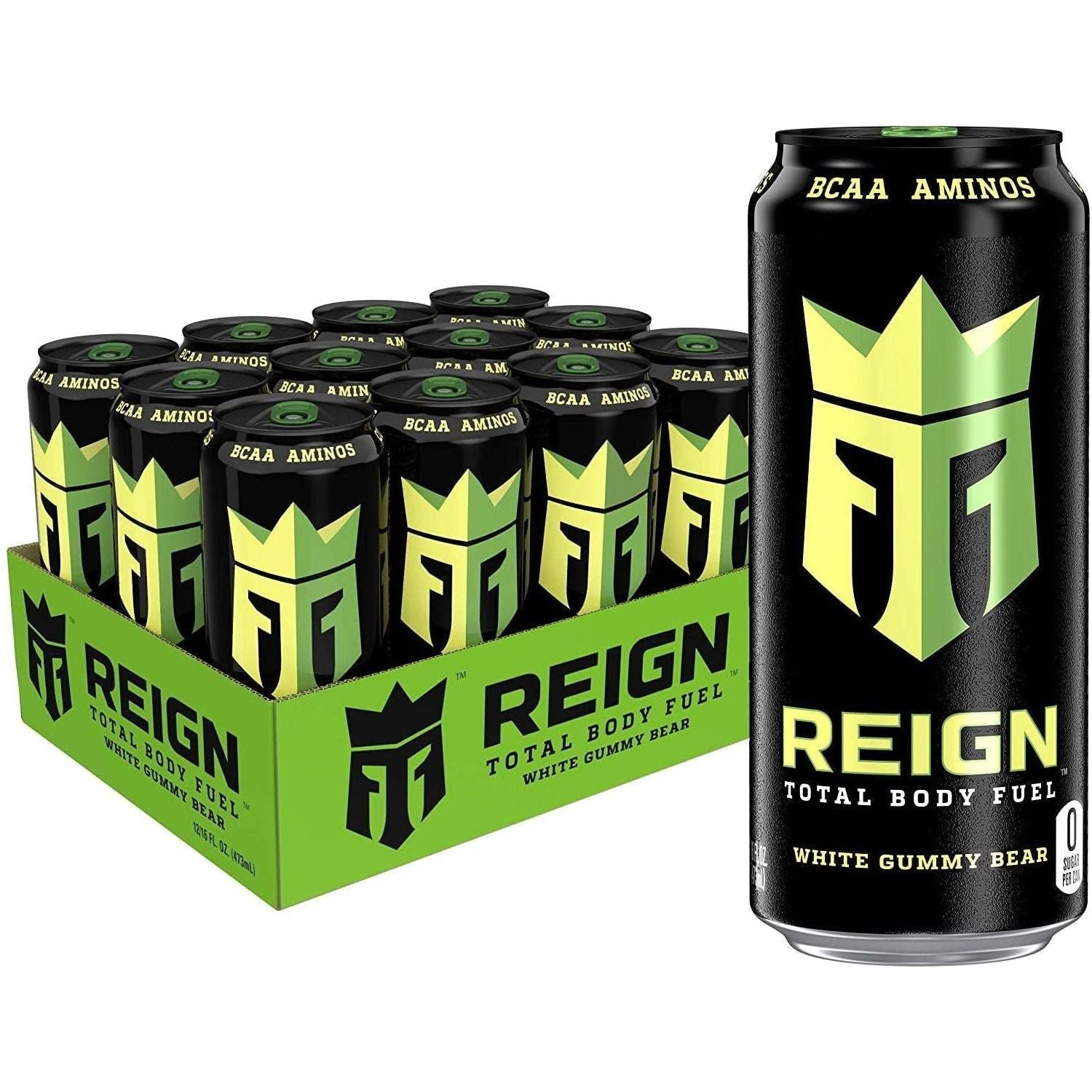 Reign Total Body Fuel Fitness Drink - White Gummy Bear Flavor, 16oz (12-Pack) - Reign