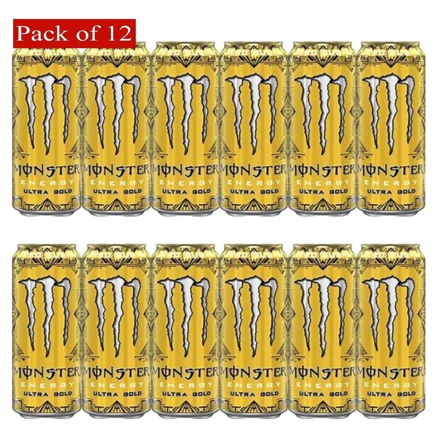 Monster Energy Ultra Gold 12-Pack of 16 oz Cans - Zero Sugar Energy Drink - Monster Energy