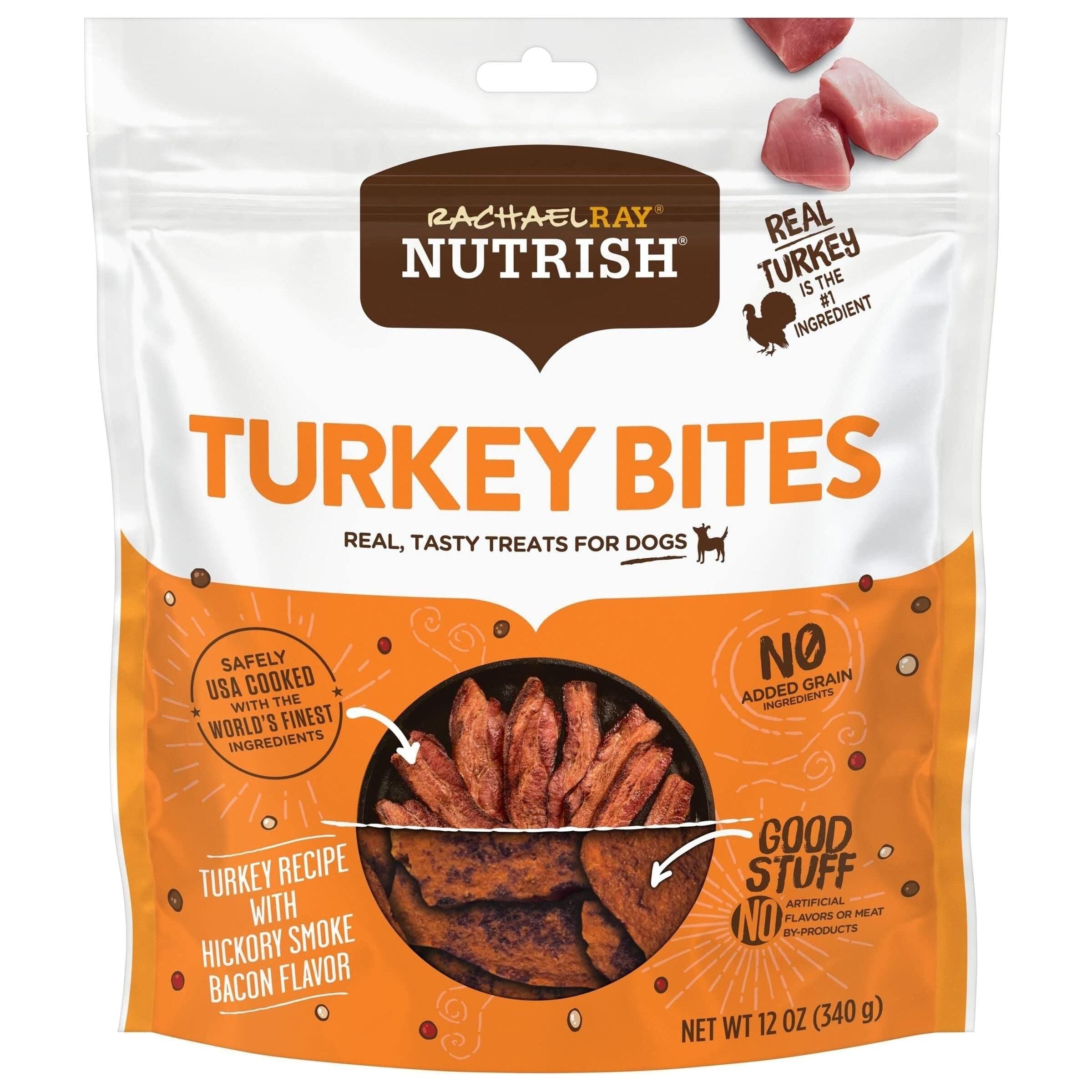 Rachael Ray Nutrish Turkey Bites Turkey Recipe With Hickory Smoke Bacon Flavor Dog Treats, 12 oz. Pouch - Rachael Ray