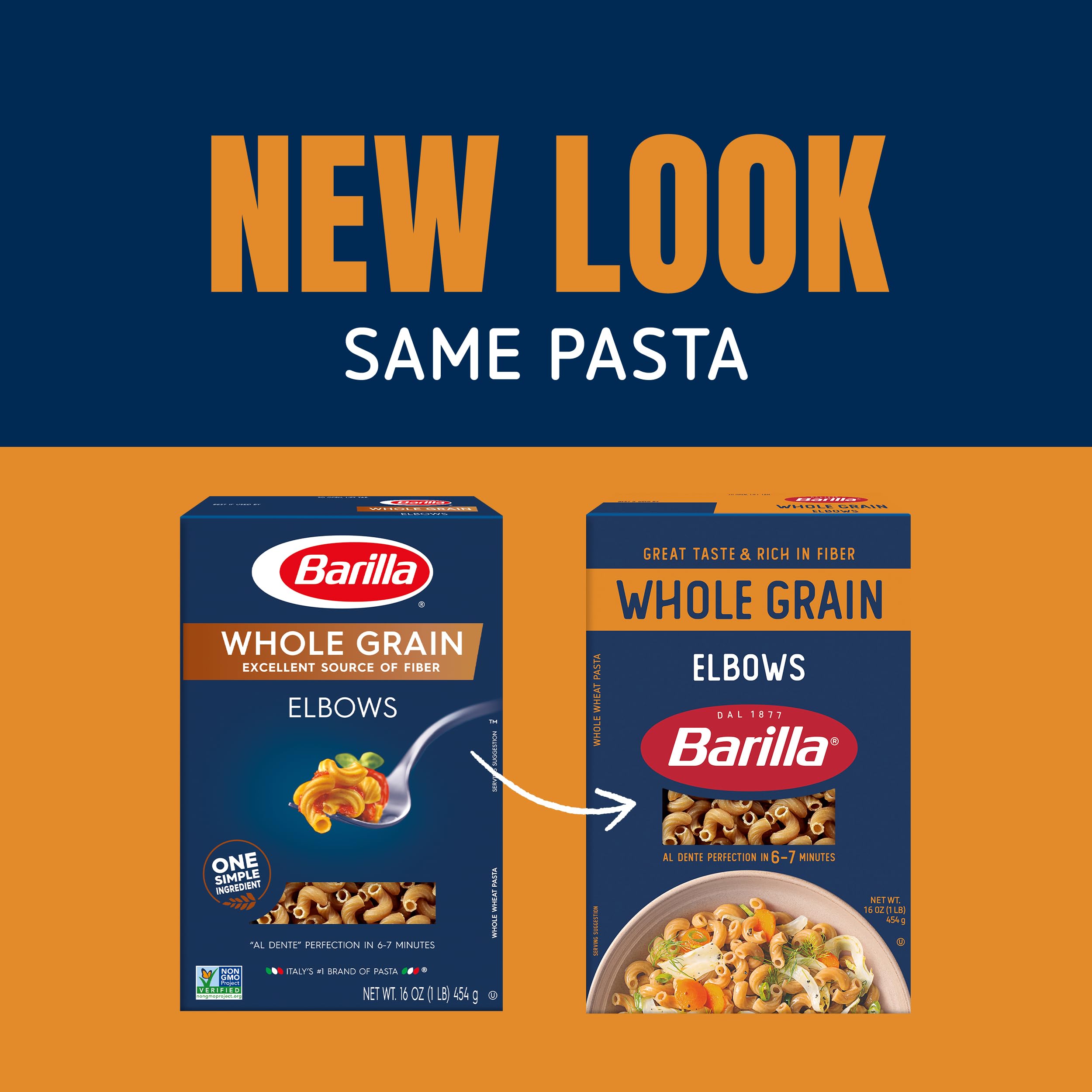 Barilla Whole Grain Pasta Elbows, 16 oz. Box (Pack of 12) - Non-GMO, Made With 100% Whole Grain Durum Wheat - Great Source of Fiber - Barilla