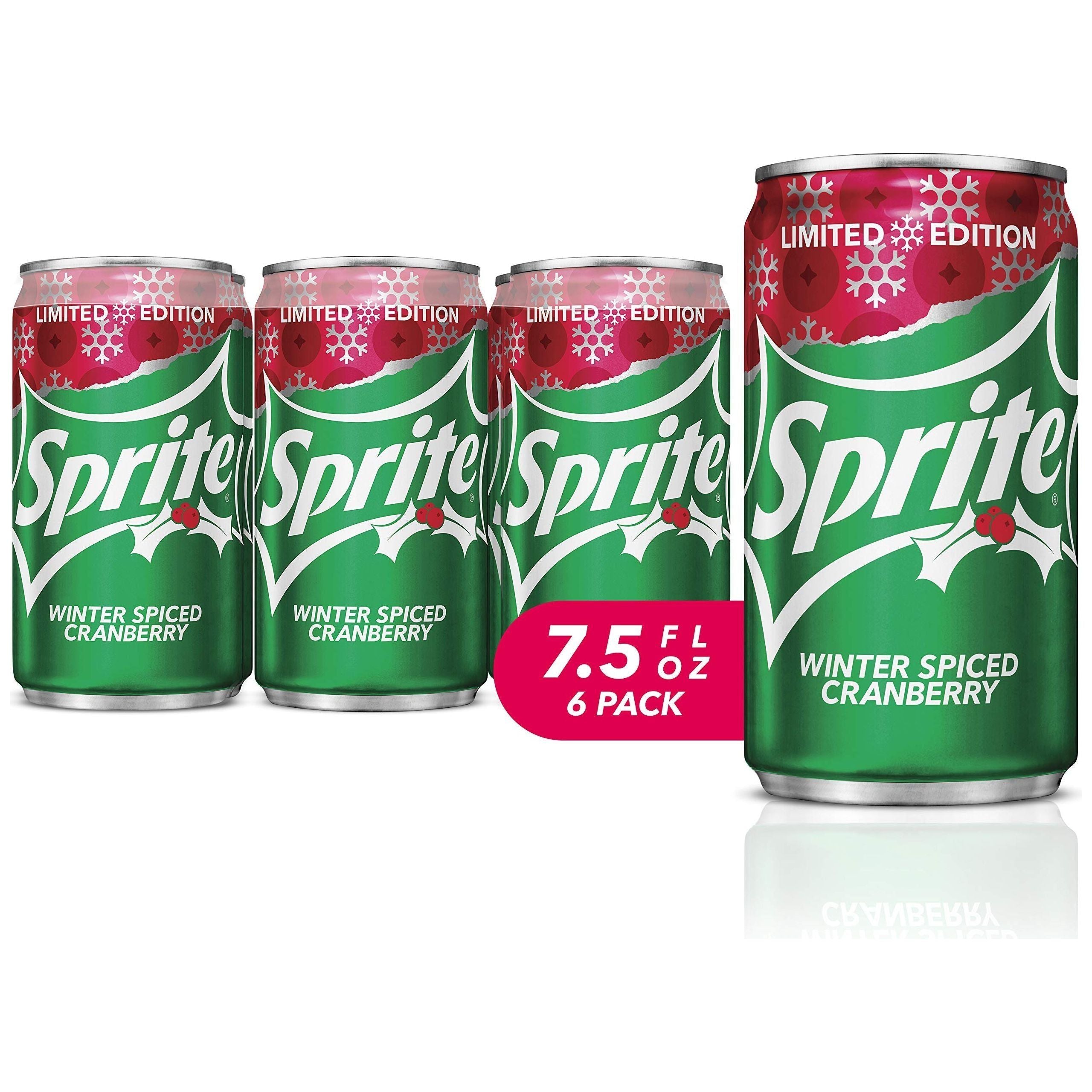 Sprite Winter Spiced Cranberry Lemon Lime Mini Soft Drink, 7.5 fl oz, Pack of 6 Cans - Sprite