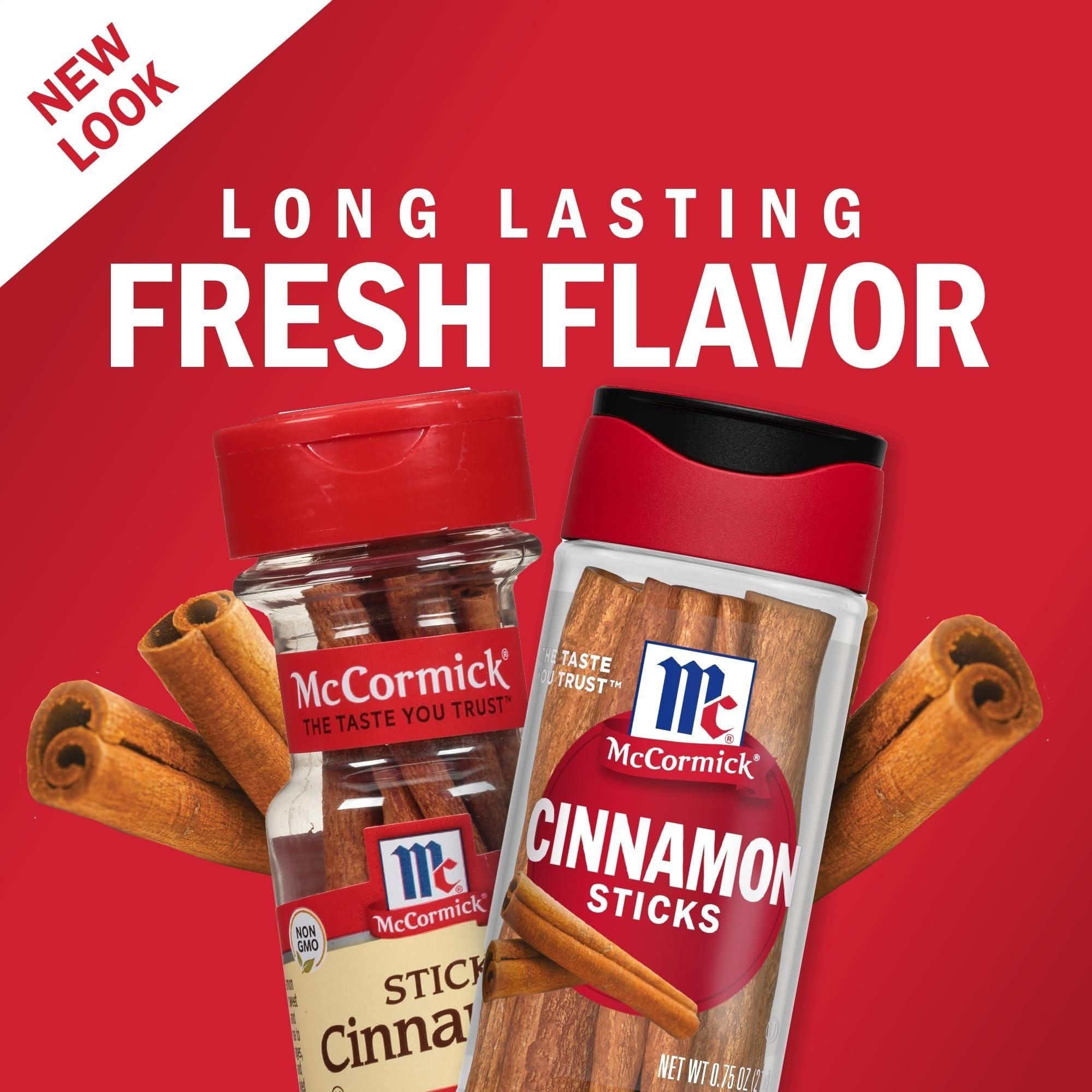 McCormick Hand-Selected Cinnamon Sticks, 0.75 oz, Pack of 6 - Sweet & Spicy Aroma for Beverages & Dishes - McCormick