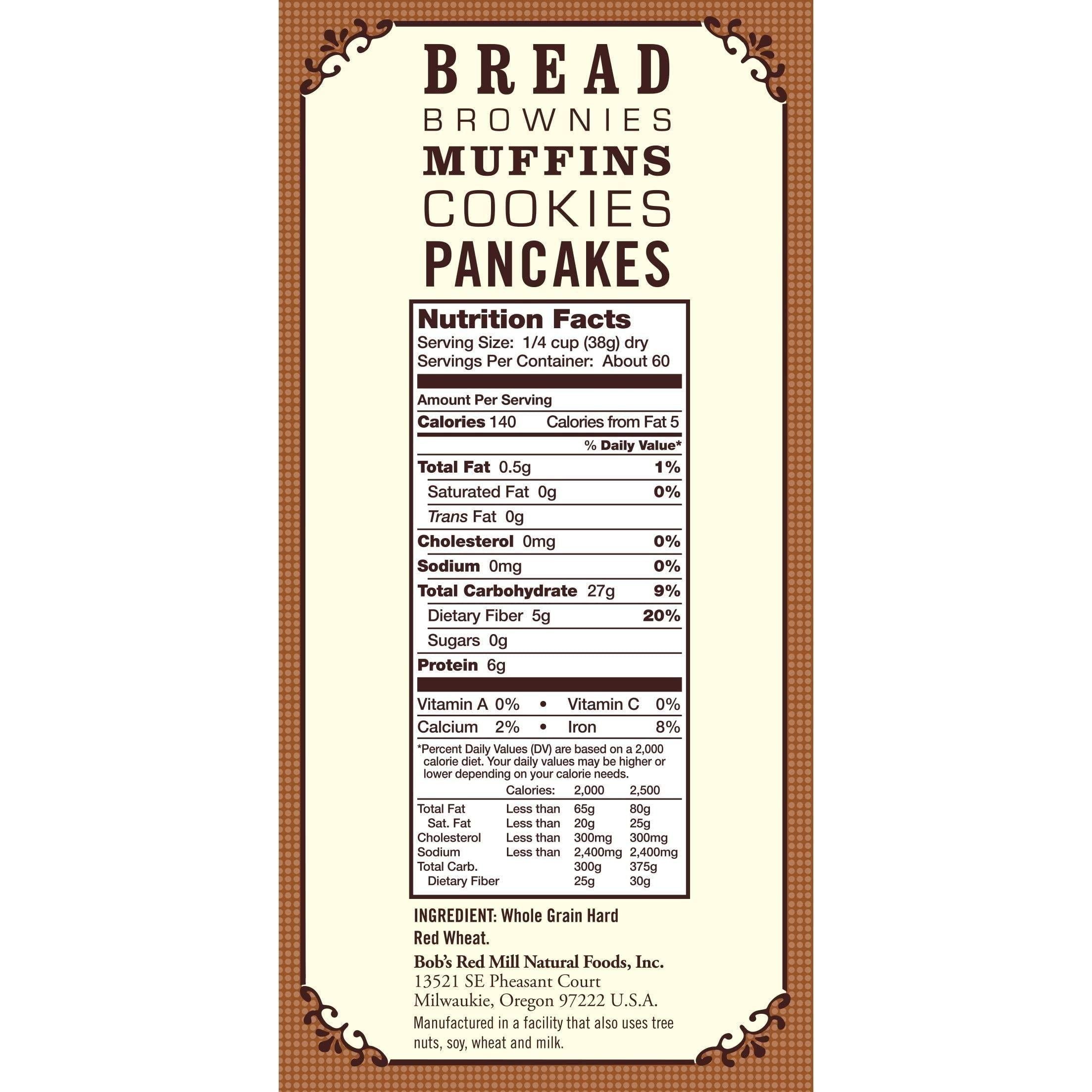 Bob's Red Mill Whole Wheat Flour, 5 lb Bag - High Protein Stone Ground Flour for Bread and Pasta - Bob's Red Mill