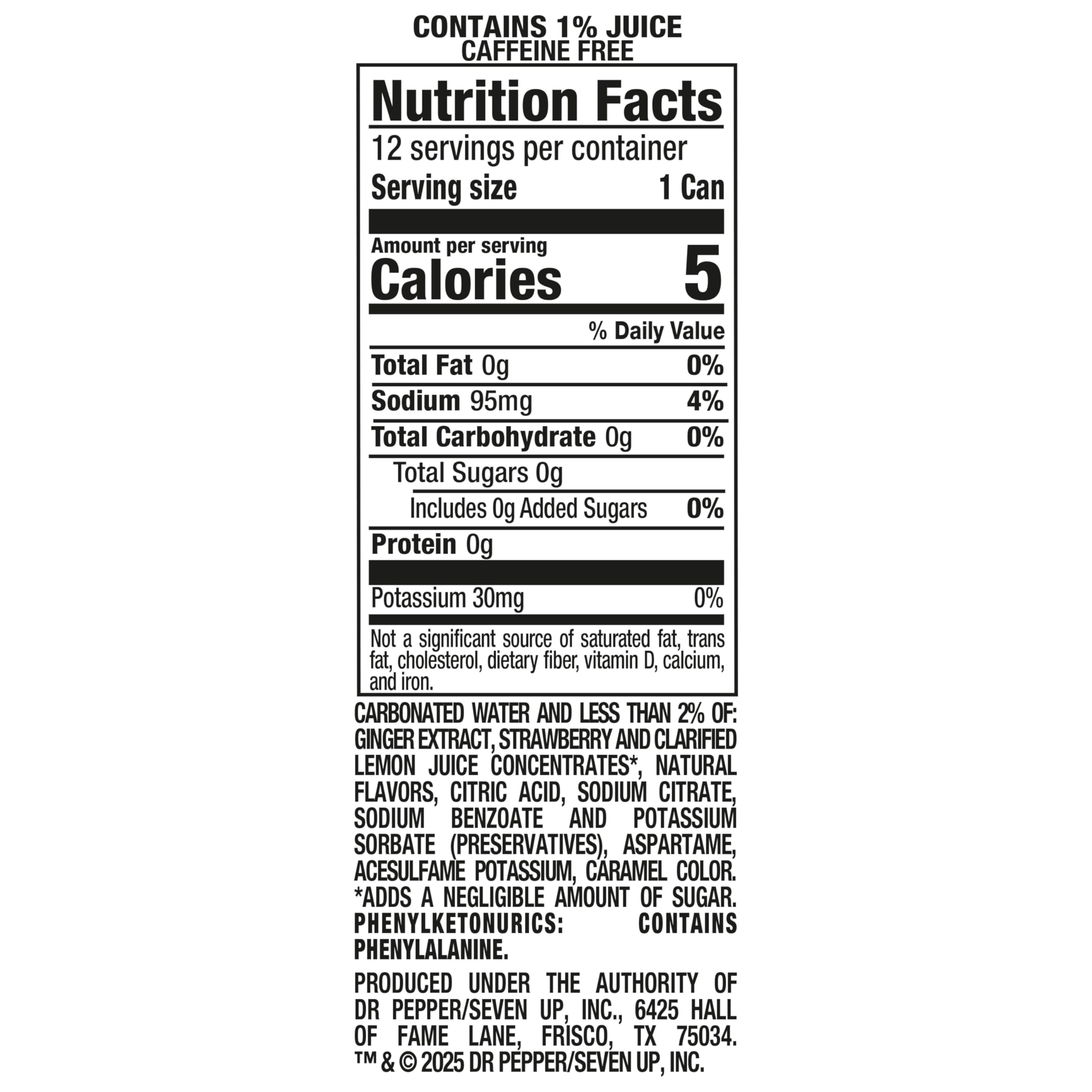 Canada Dry Fruit Splash Strawberry Ginger Ale Zero Sugar Soda, 12 Fl Oz Cans, 12 Pack