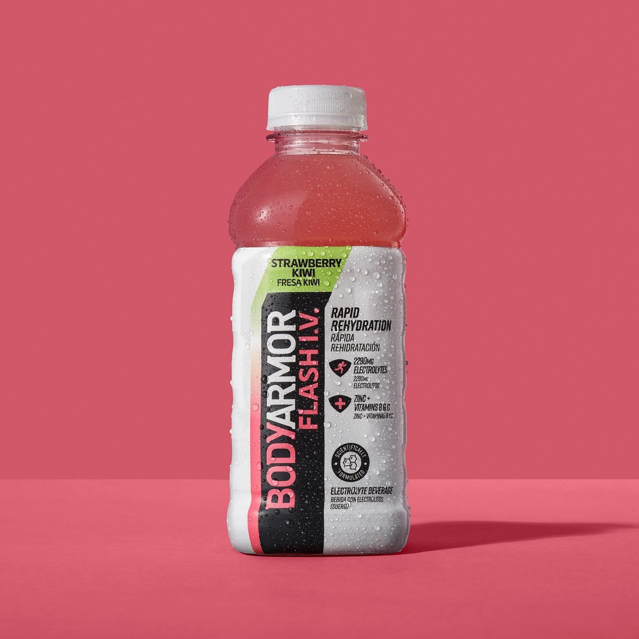 BODYARMOR Flash IV Strawberry Kiwi Electrolyte Sports Drink - 20 fl oz Bottles, 12 Count Pack - BODYARMOR
