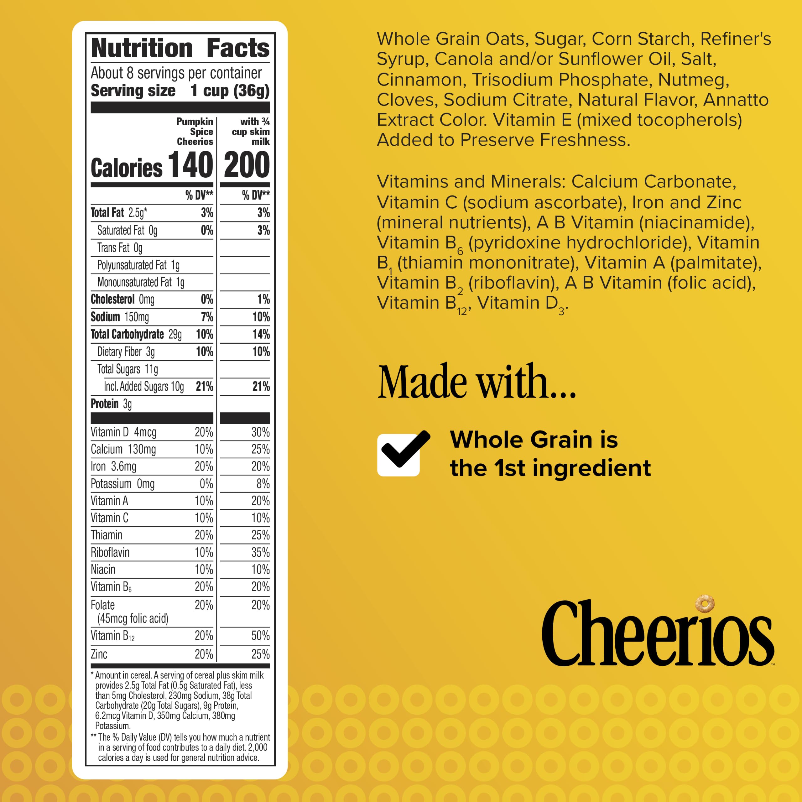 Pumpkin Spice Cheerios Cereal, 10.8 oz, 2 Pack