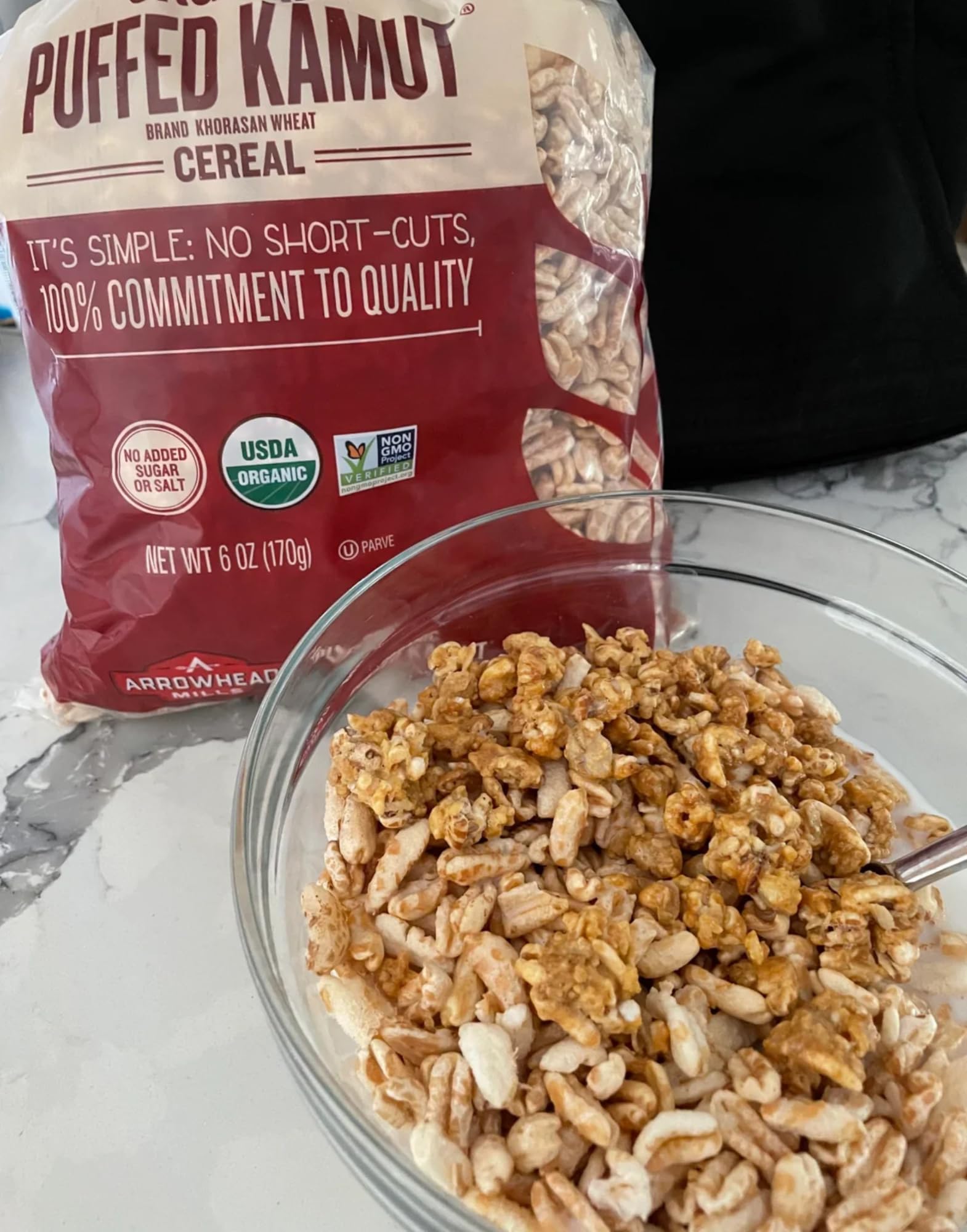 Arrowhead Mills Organic Puffed Kamut Cereal, 6 oz Bag (Pack of 12) - Arrowhead Mills