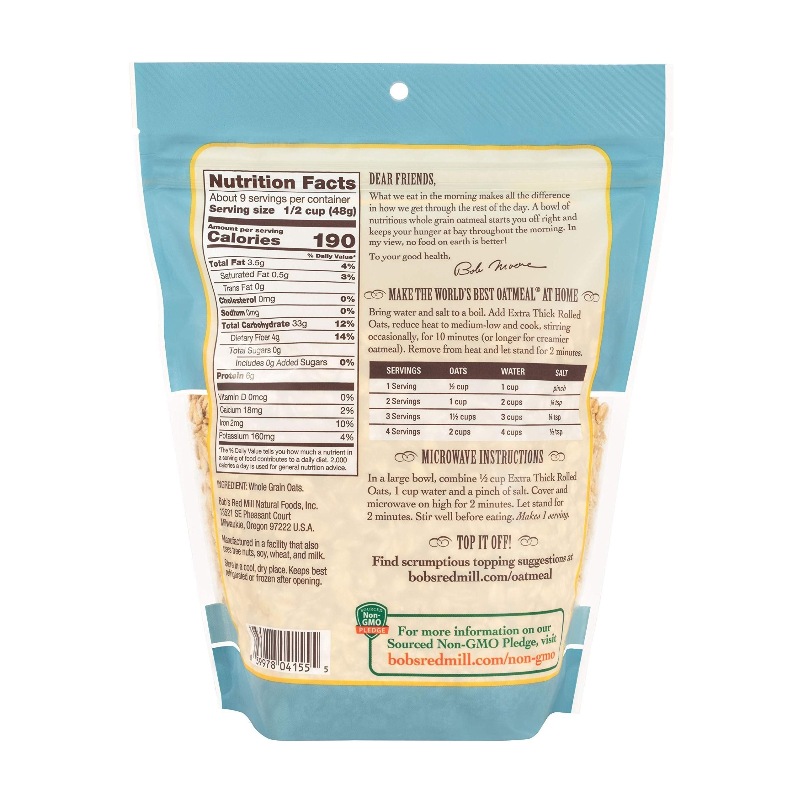 Bob's Red Mill Hearty Extra Thick Rolled Oats, 32 oz (4-Pack) - Bob's Red Mill
