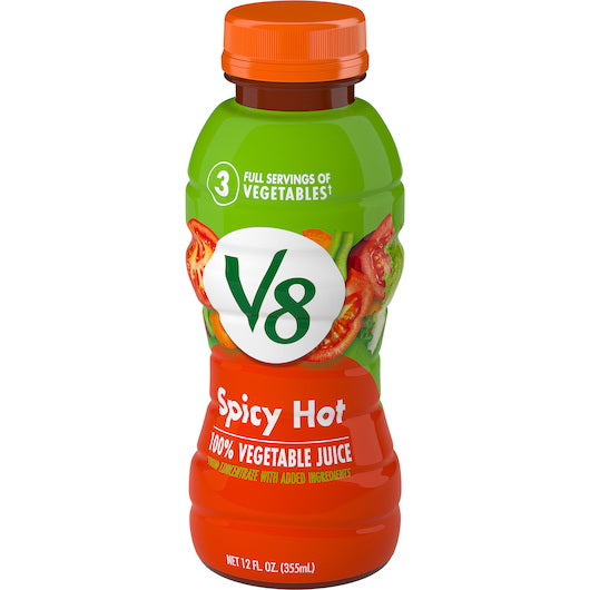 V8 Spicy Hot 100% Vegetable Juice, 12 oz - 12 Count - V8