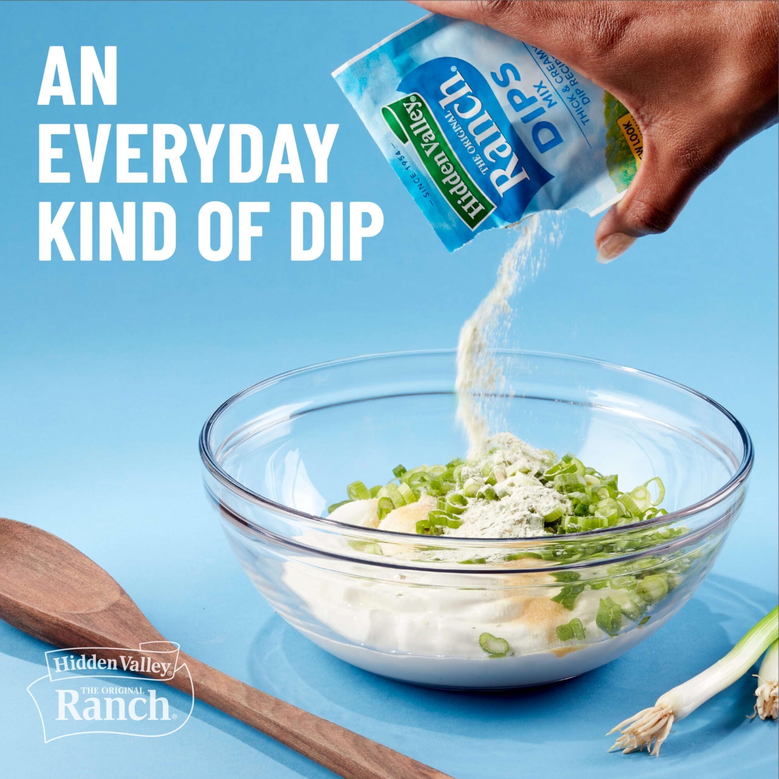 Creamy Keto-Friendly Ranch Dips Mix by Hidden Valley, Gluten-Free, 1 oz, 4 Packets - Hidden Valley