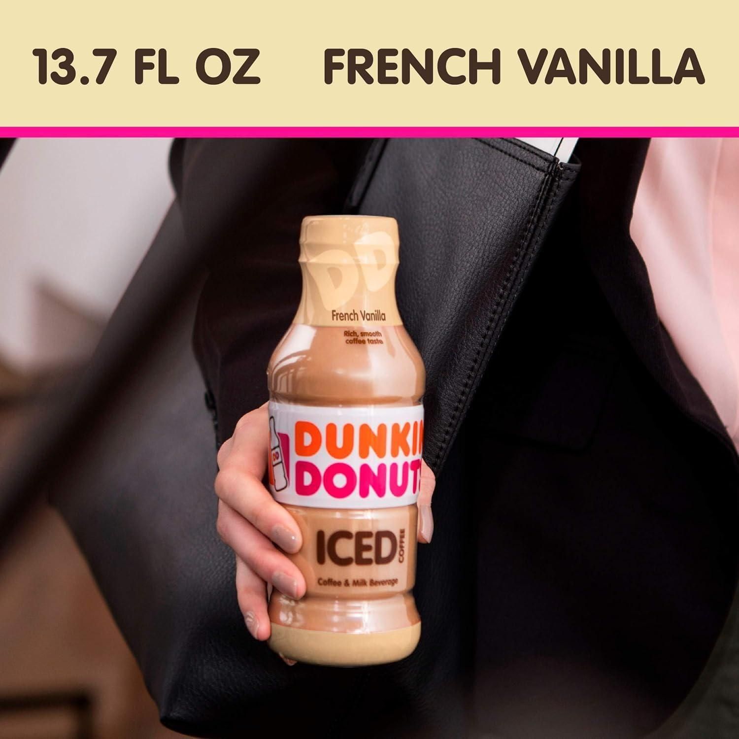 Dunkin Donuts Iced Coffee, French Vanilla, 13.7 Fluid Ounce (Pack Of 12) - Dunkin