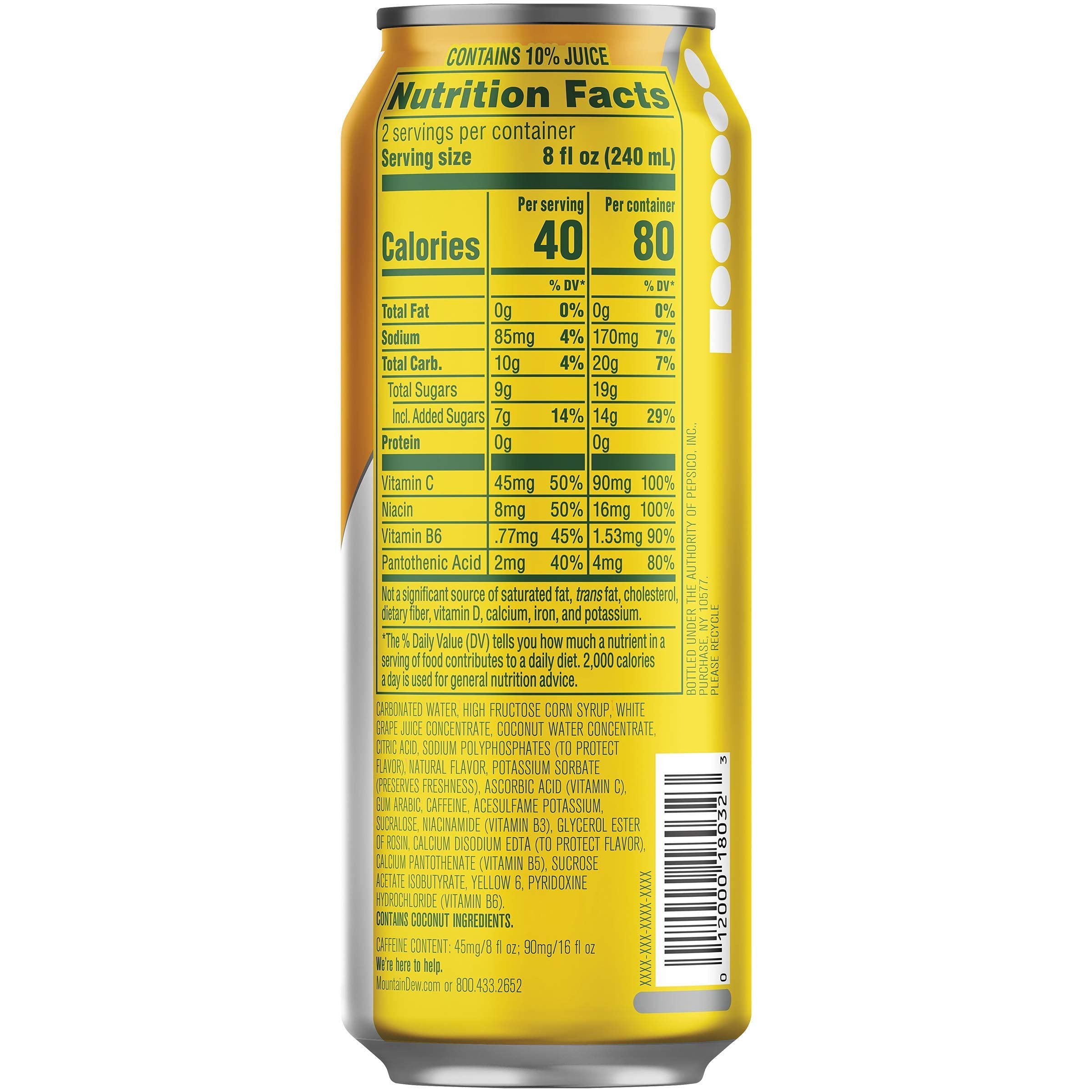 Mountain Dew Kickstart Pineapple Orange Mango, 16 fl oz, 12 Pack
