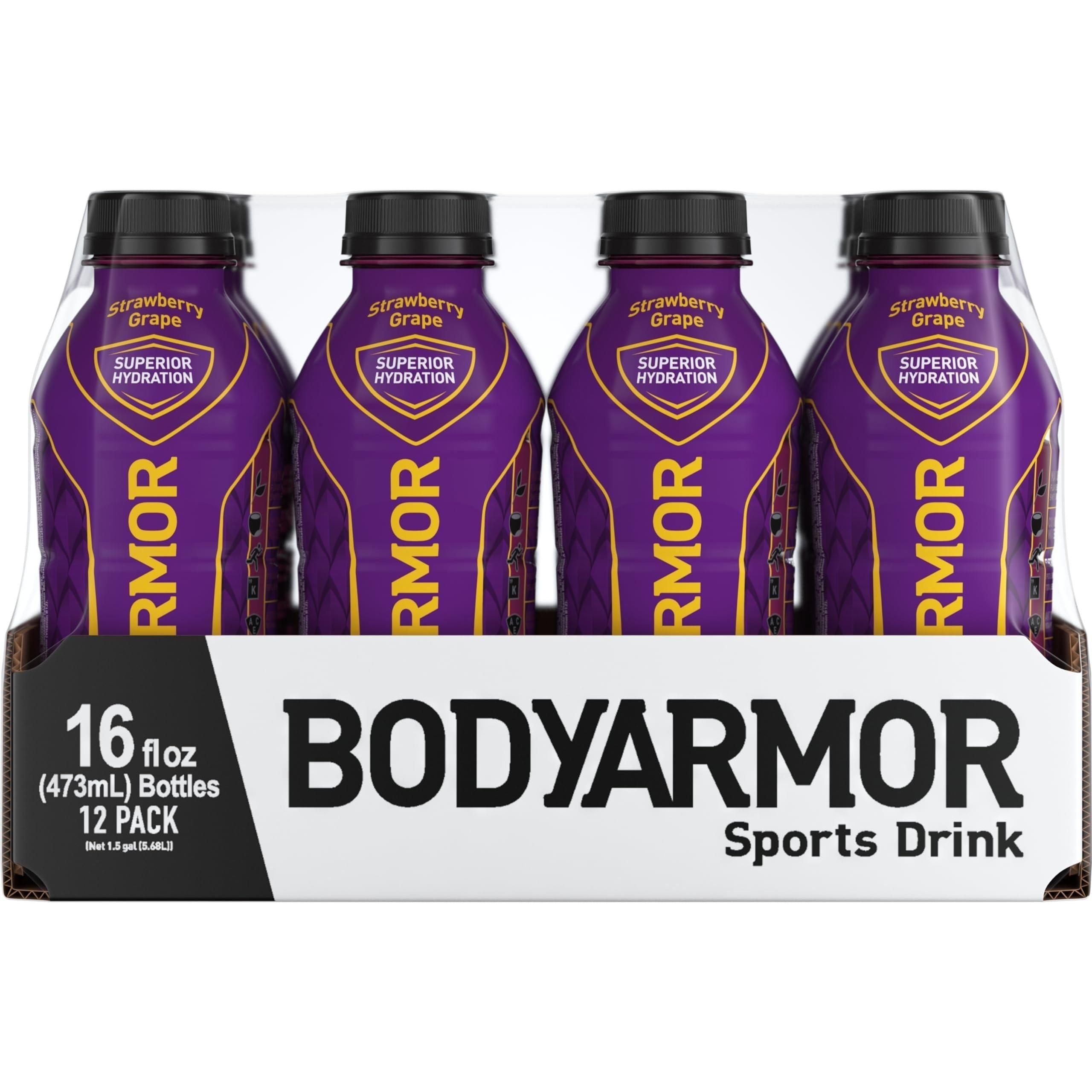BODYARMOR Strawberry Grape Sports Drink, 16 Fl Oz - 12 Pack of Superior Hydration - BODYARMOR