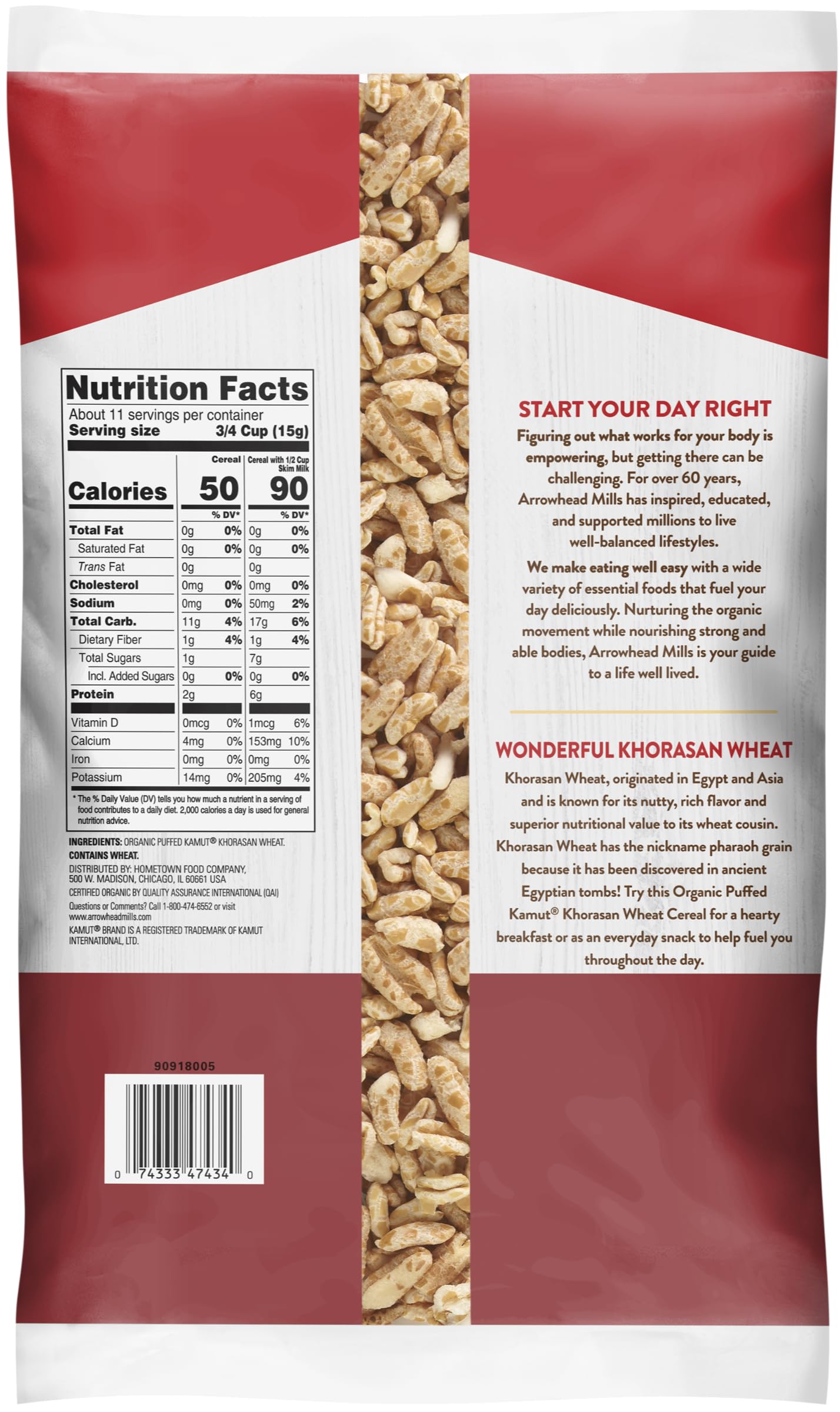 Arrowhead Mills Organic Puffed Kamut Cereal, 6 oz Bag (Pack of 12) - Arrowhead Mills
