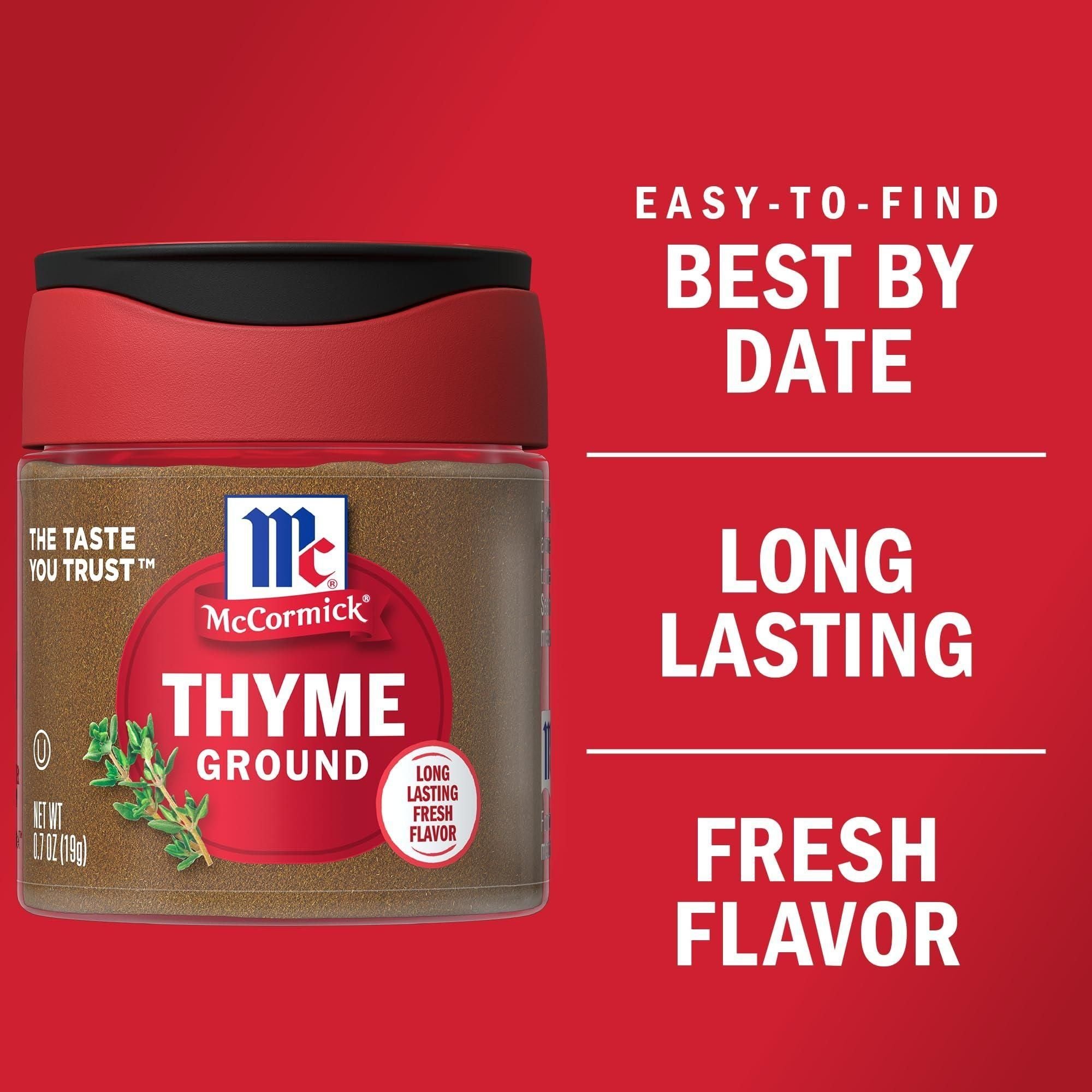 McCormick Select Ground Thyme, 0.7 Oz – Aromatic Herb for Savory Dishes - McCormick