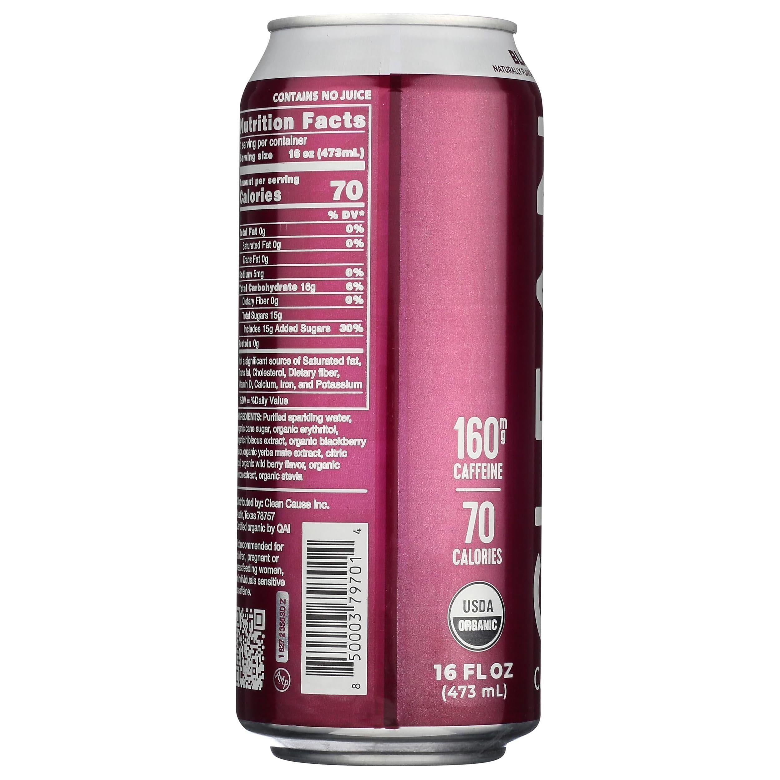 Berry Boost Sparkling Yerba Mate, Blackberry, 16 oz Can - Clean