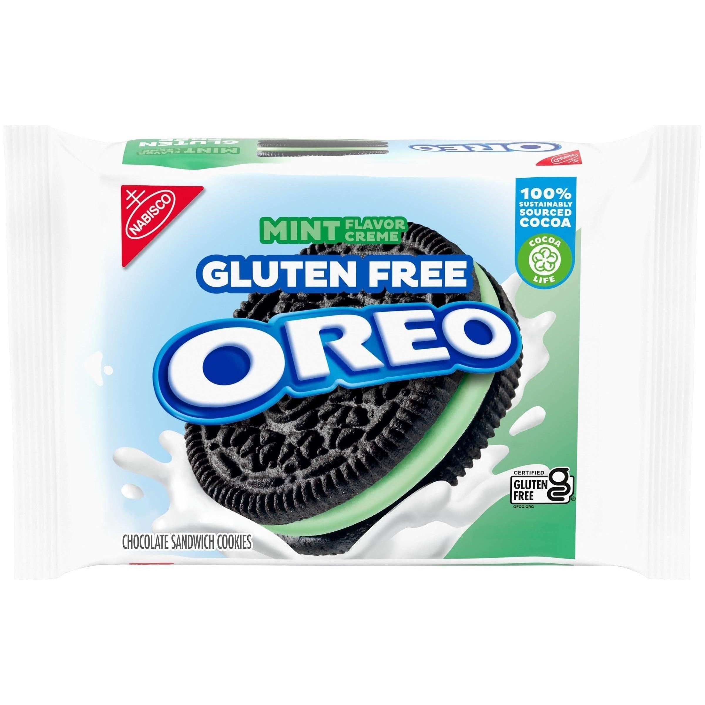 OREO Gluten Free Mint Cream Chocolate Sandwich Cookies, 12.47 oz - Indulgent Gluten Free Treats - Oreo