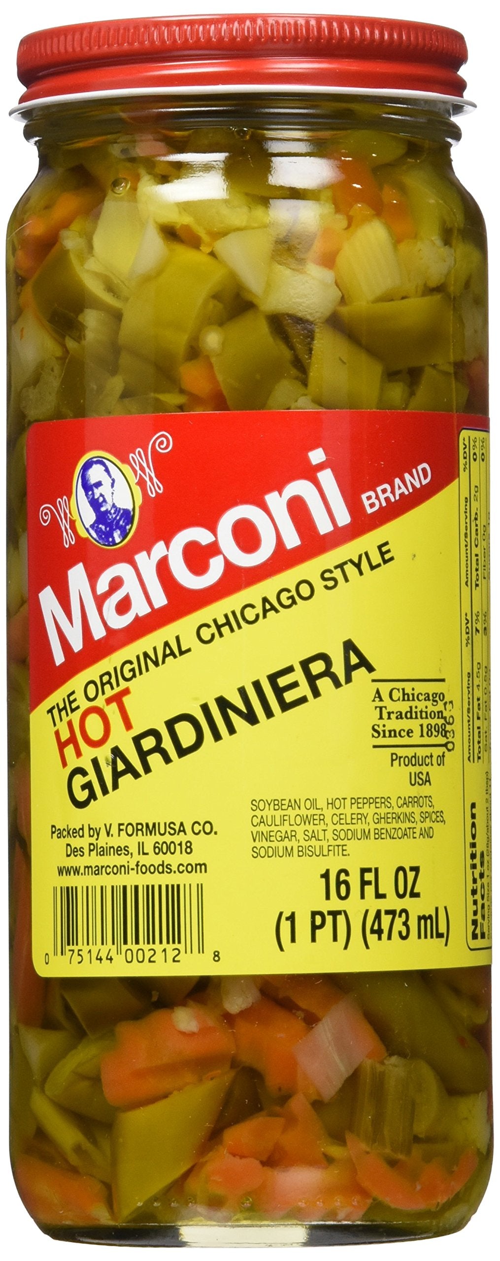 Marconi Hot Giardiniera, 16 Ounce - Marconi
