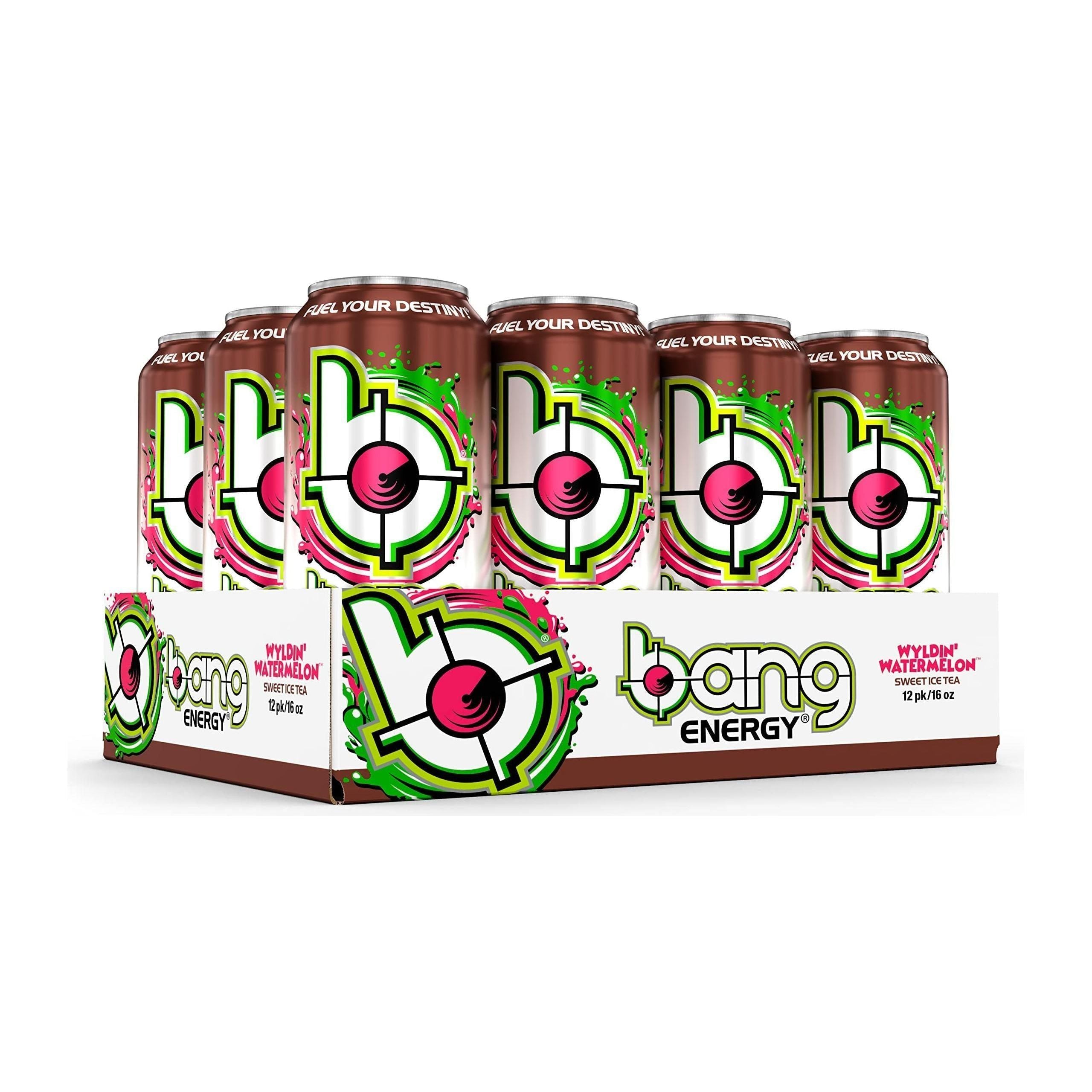 Bang Energy Wyldin’ Watermelon Sweet Tea - Sugar-Free 16oz Energy Drink (12-Pack) - Bang Energy
