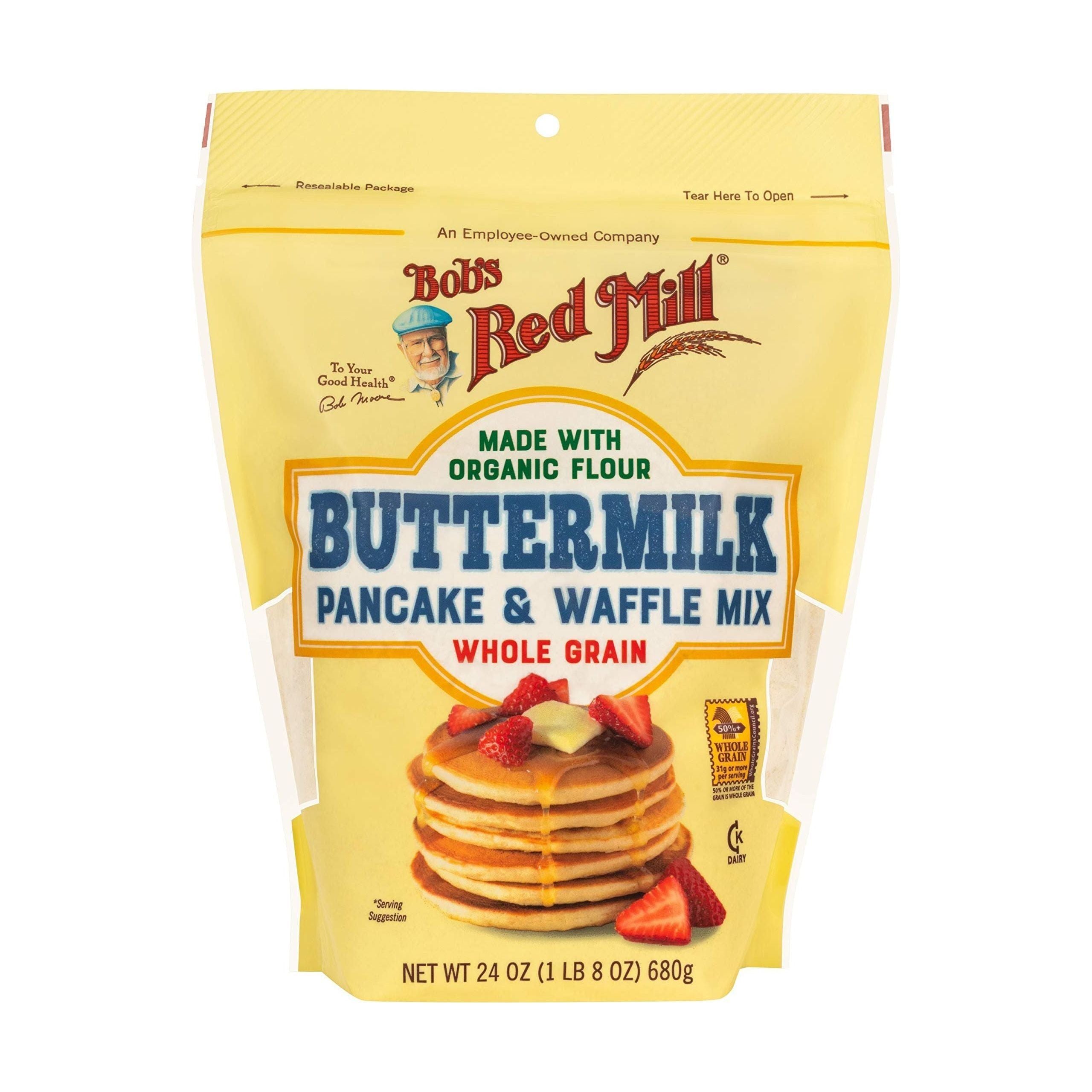 Bob's Red Mill Organic Whole Grain Buttermilk Pancake & Waffle Mix, 24 oz (4 Pack), Kosher Certified - Bob's Red Mill