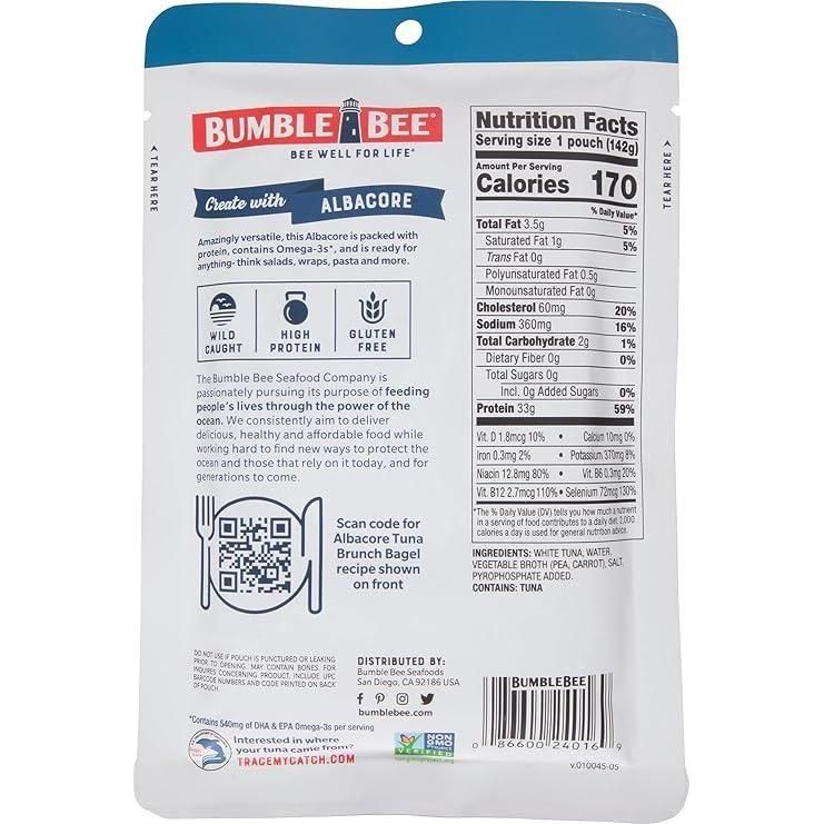 Bumble Bee Premium Albacore Tuna in Water Pouch, 2.5 oz - Bumble Bee