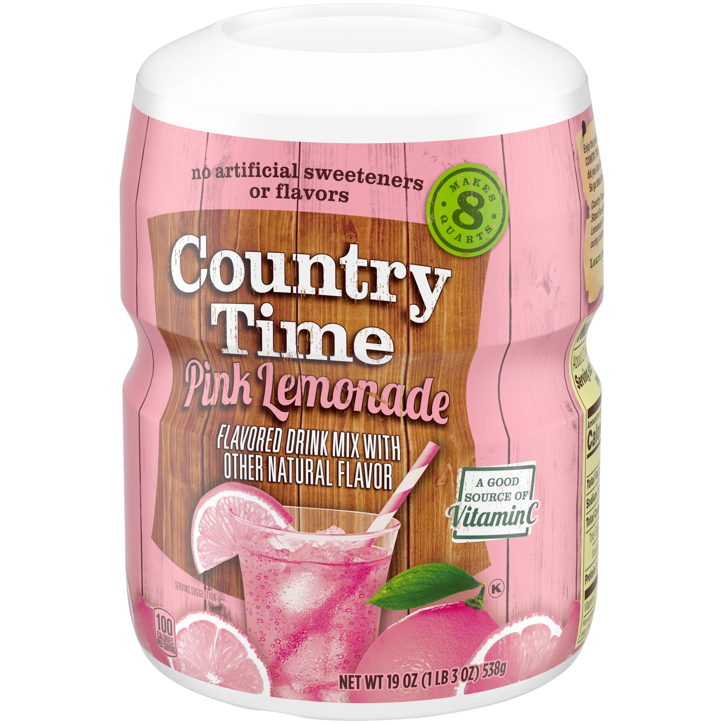 Country Time Pink Lemonade Drink Mix (19 oz Canisters, Pack of 2) - Country Time