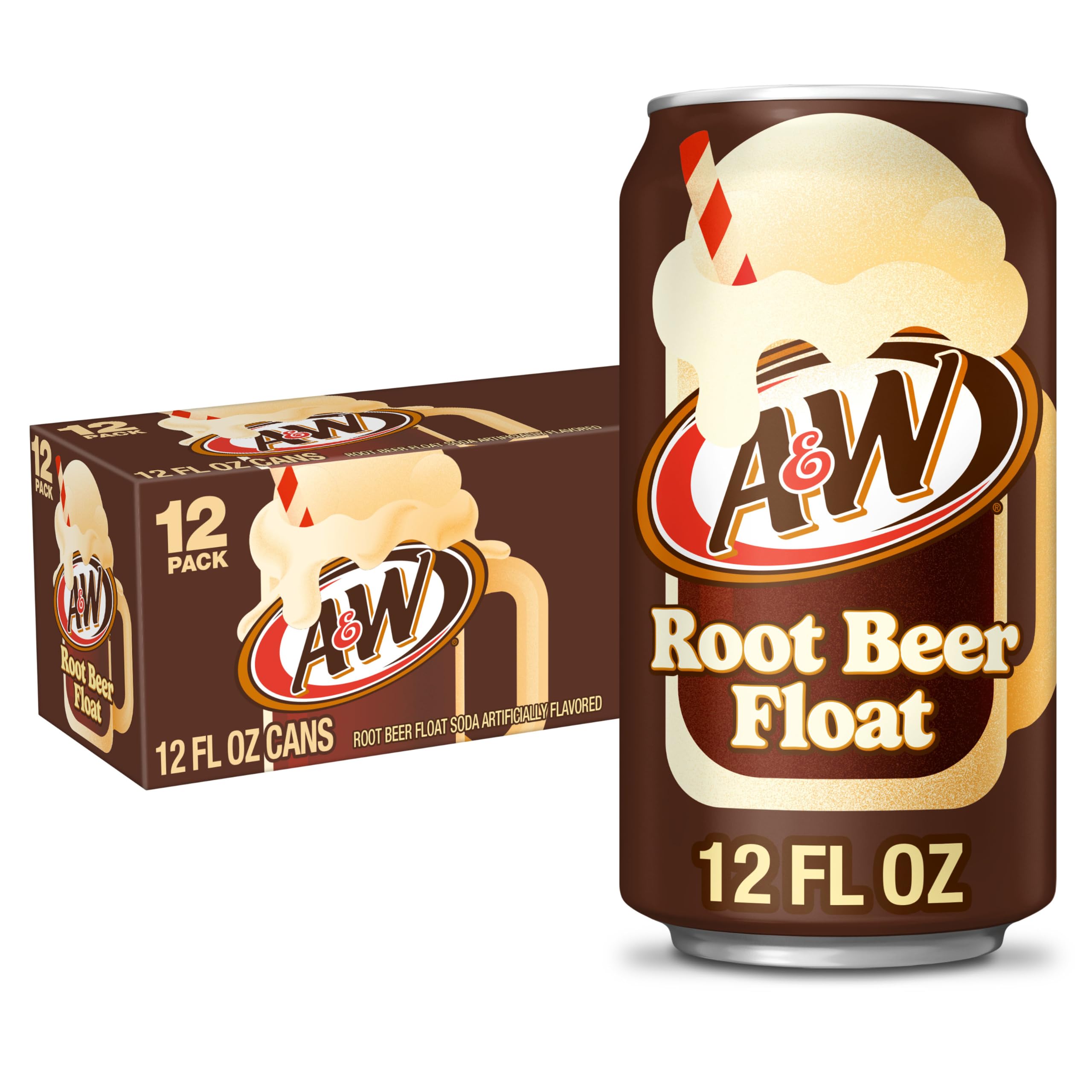 A&W Root Beer Float Soda, 12 fl oz, 24 Cans