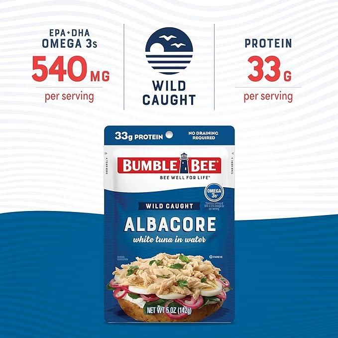Bumble Bee Albacore Tuna Pouches in Water - 12 Pack of 2.5 Ounce Servings - Bumble Bee