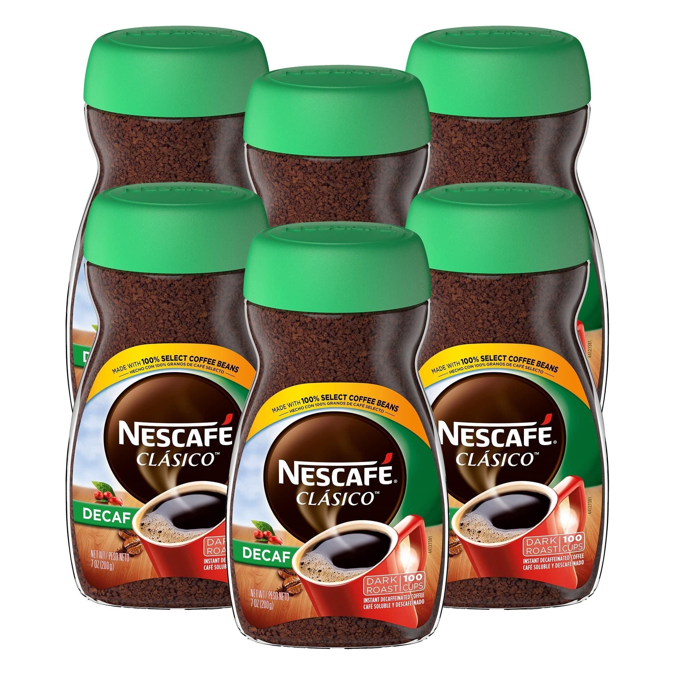 NESCAFÉ CLÁSICO Decaf Dark Roast Instant Coffee, 7 oz Jar (6 Pack) - NESCAFÉ