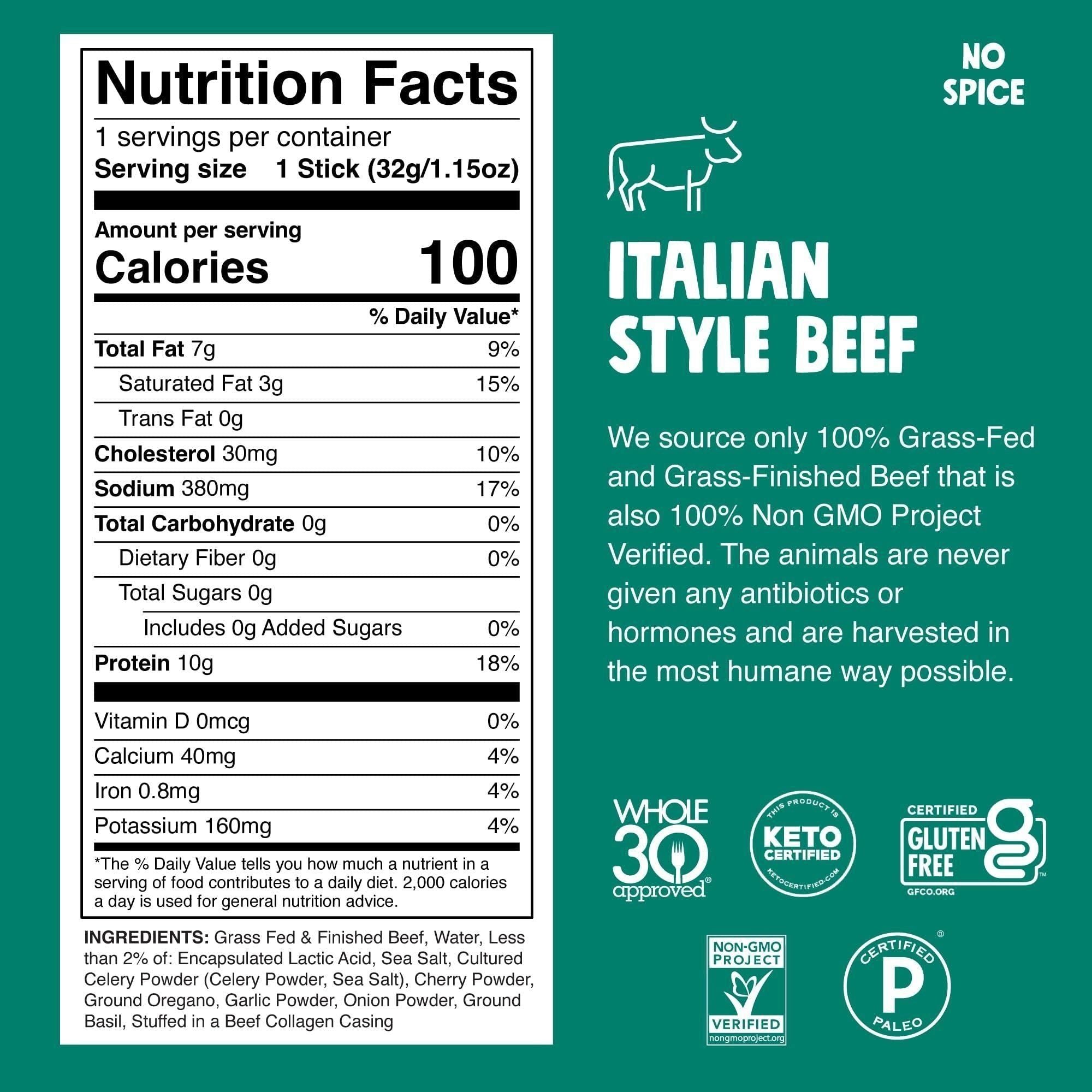 Chomps Grass-Fed Italian Beef Jerky Stick, 1.15oz - Chomps