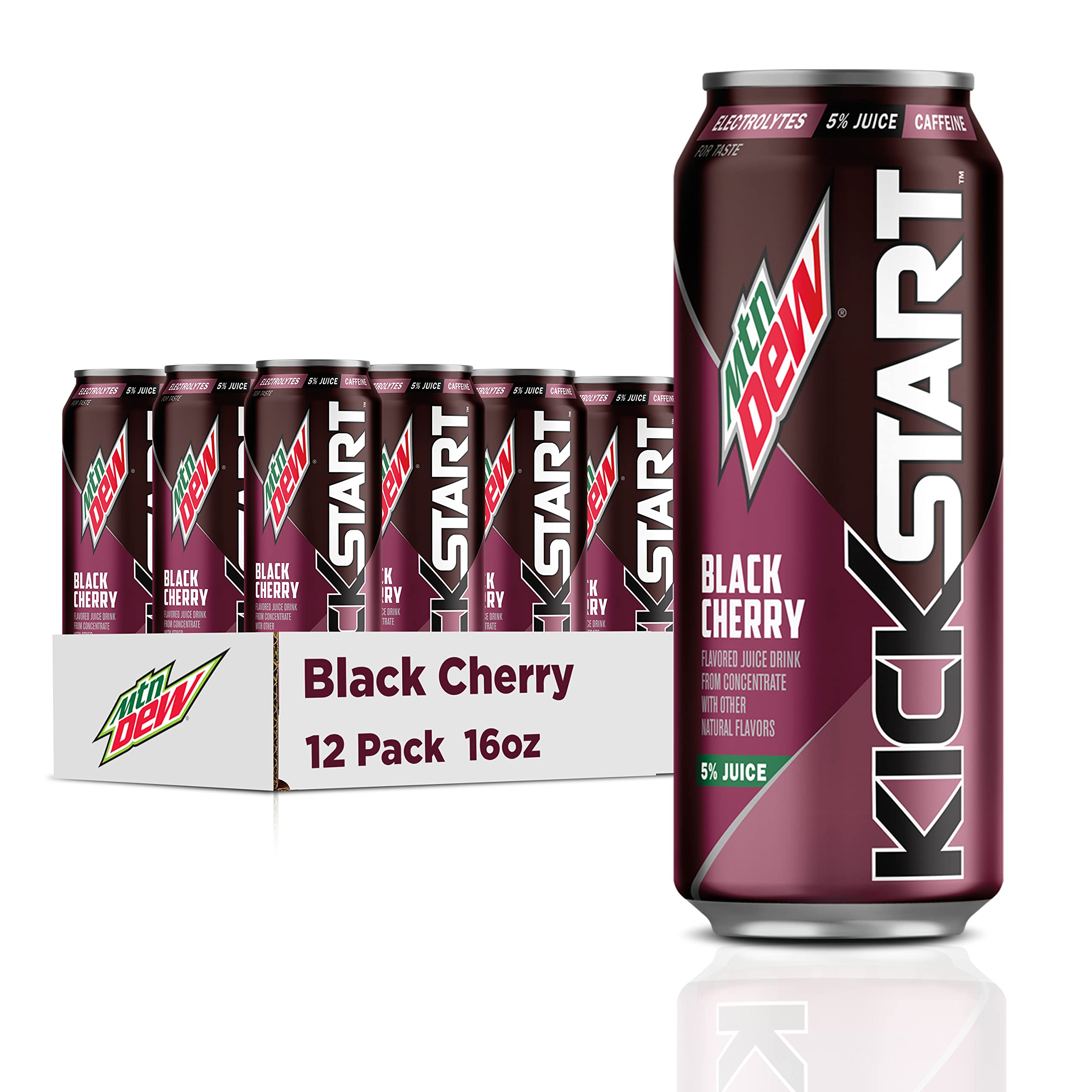 Mountain Dew Kickstart Black Cherry, 16 fl oz, 12 Pack