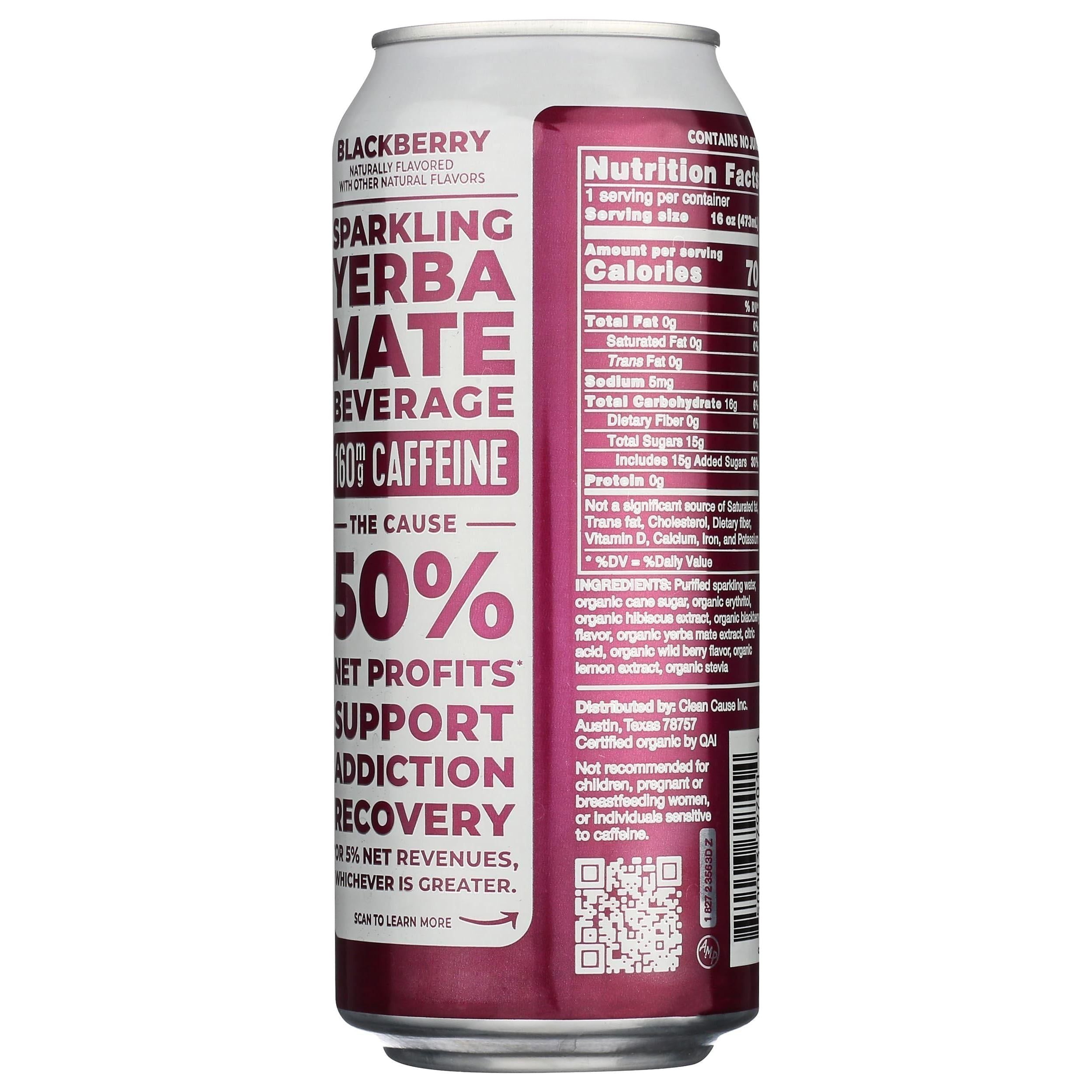 Berry Boost Sparkling Yerba Mate, Blackberry, 16 oz Can - Clean