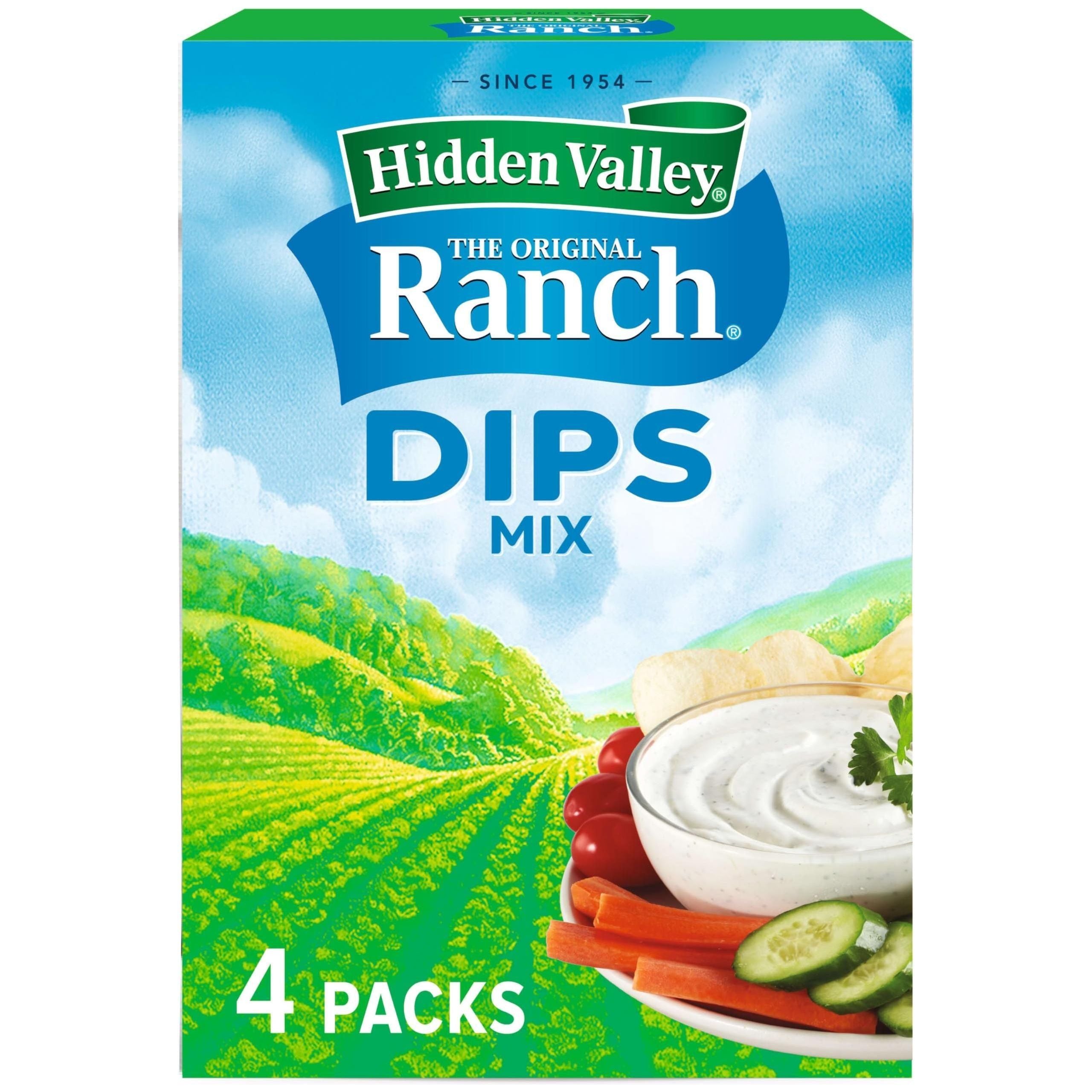 Creamy Keto-Friendly Ranch Dips Mix by Hidden Valley, Gluten-Free, 1 oz, 4 Packets - Hidden Valley