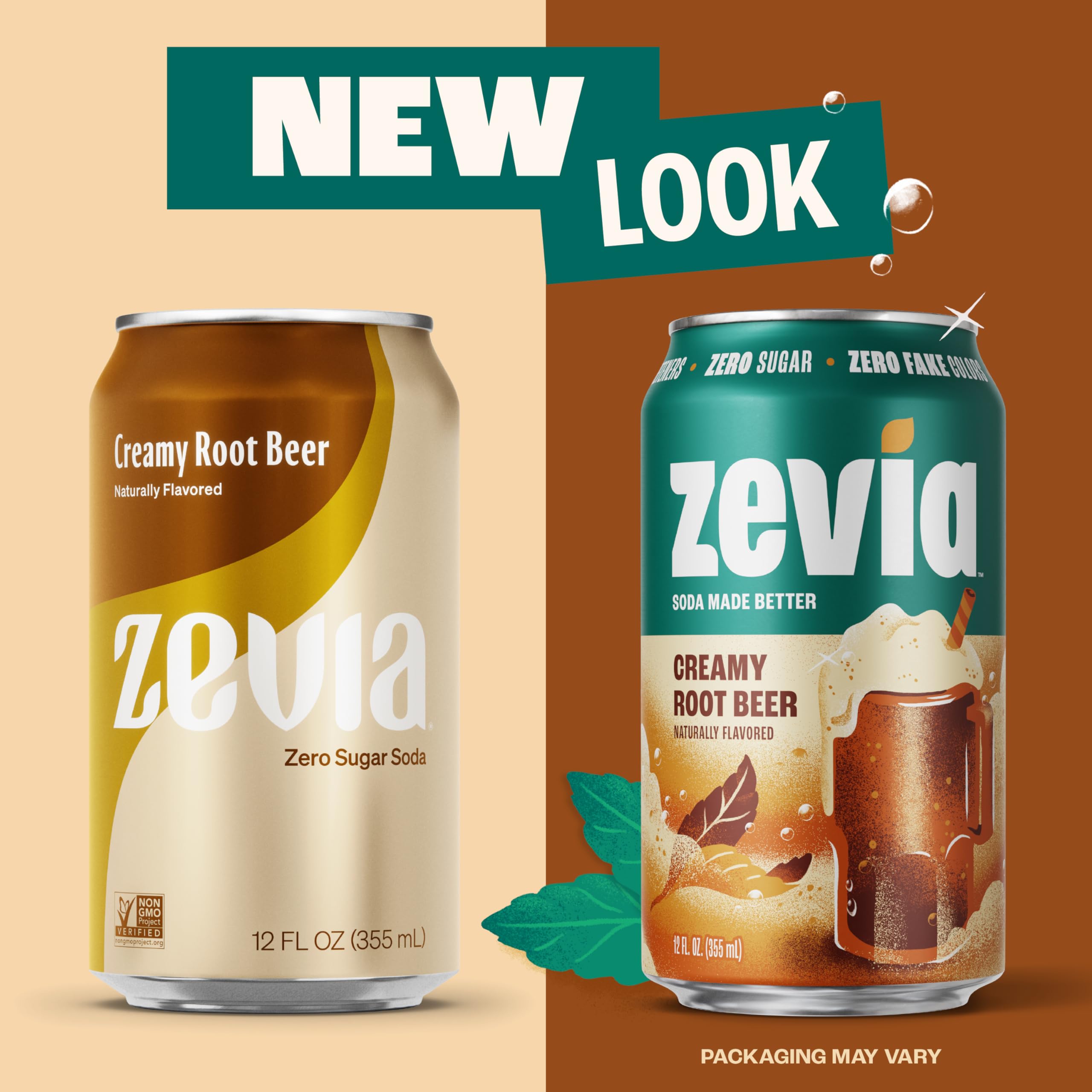 Zevia Zero Sugar Soda, Creamy Root Beer, 12 oz Cans (24-Pack)