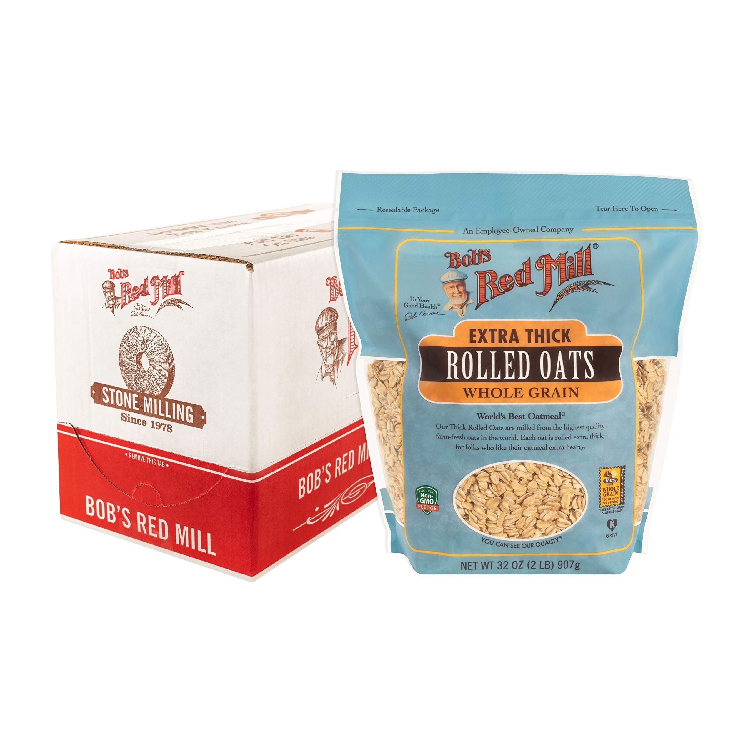 Bob's Red Mill Hearty Extra Thick Rolled Oats, 32 oz (4-Pack) - Bob's Red Mill