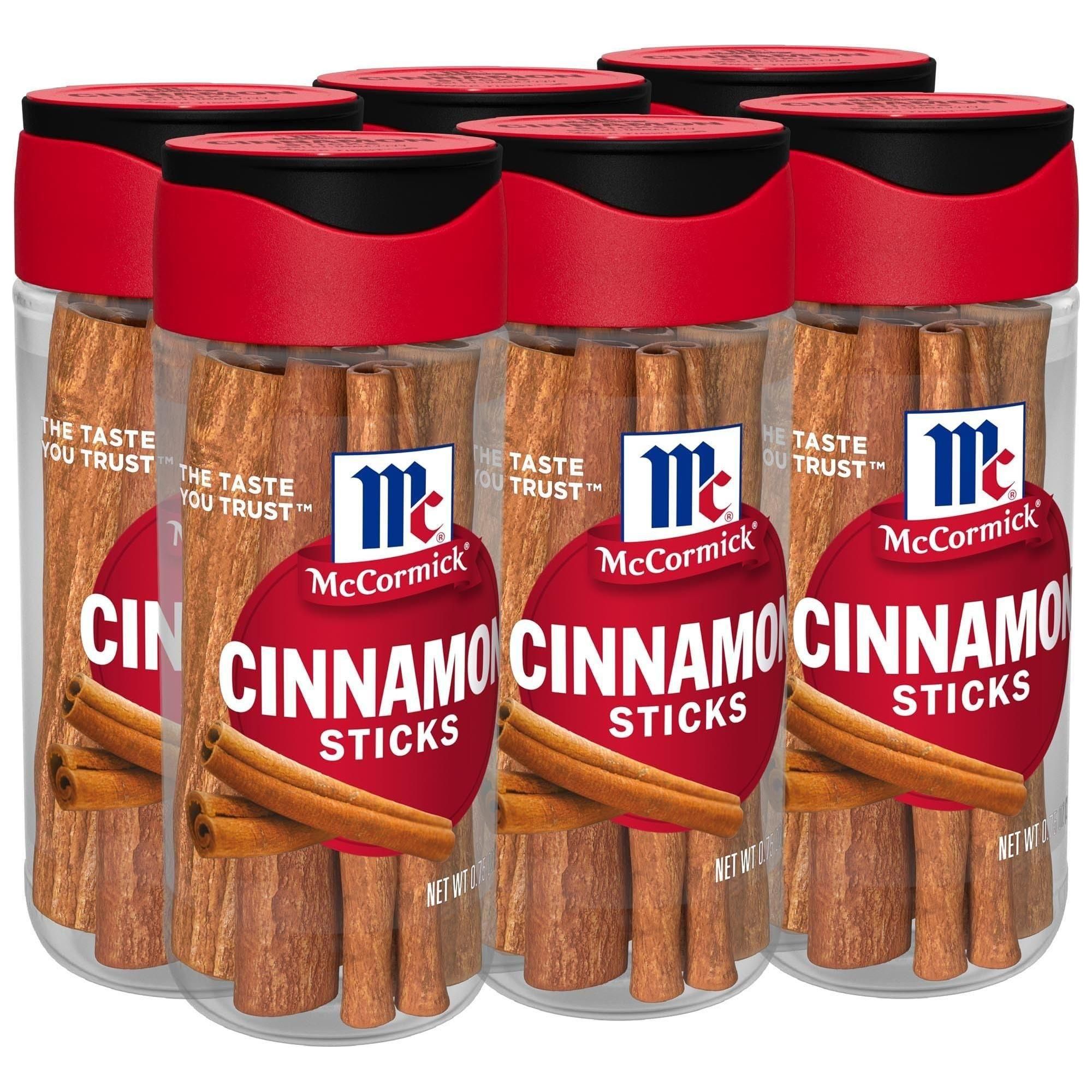 McCormick Hand-Selected Cinnamon Sticks, 0.75 oz, Pack of 6 - Sweet & Spicy Aroma for Beverages & Dishes - McCormick