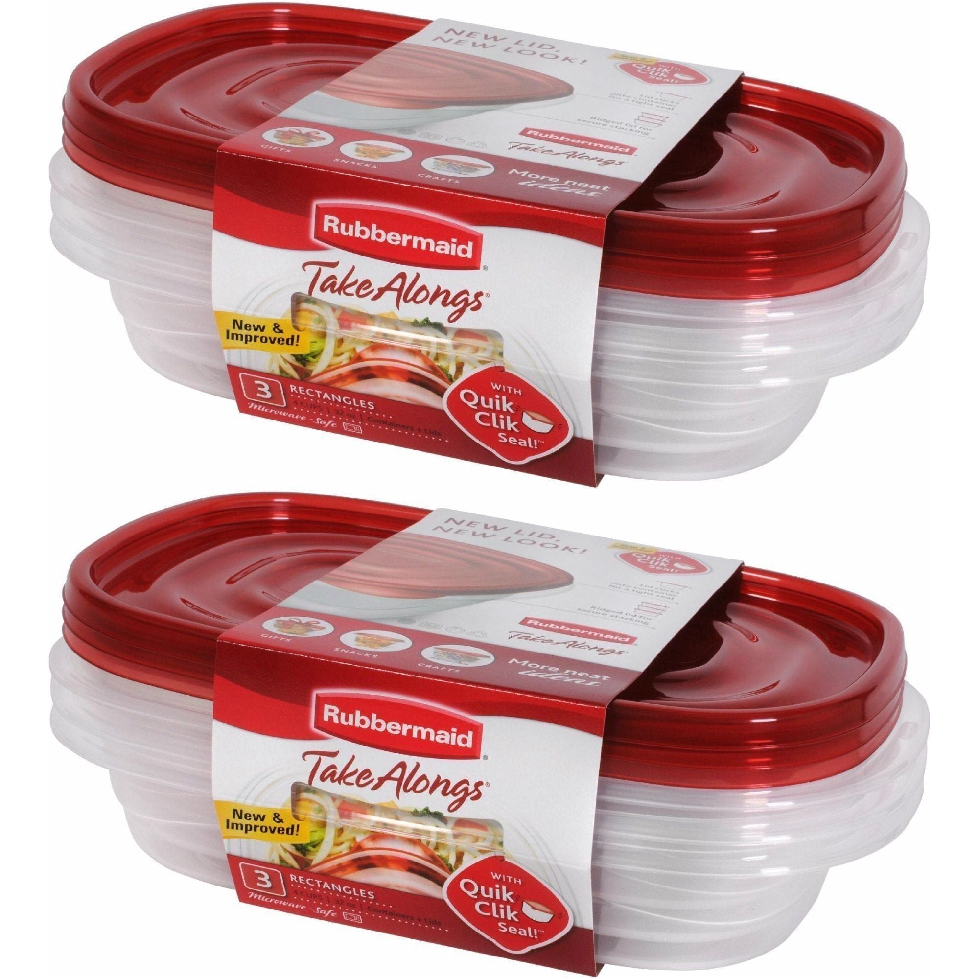 Rubbermaid Take Alongs 4-cup Rectangle Containers, 2-Pack of 3 - Rubbermaid