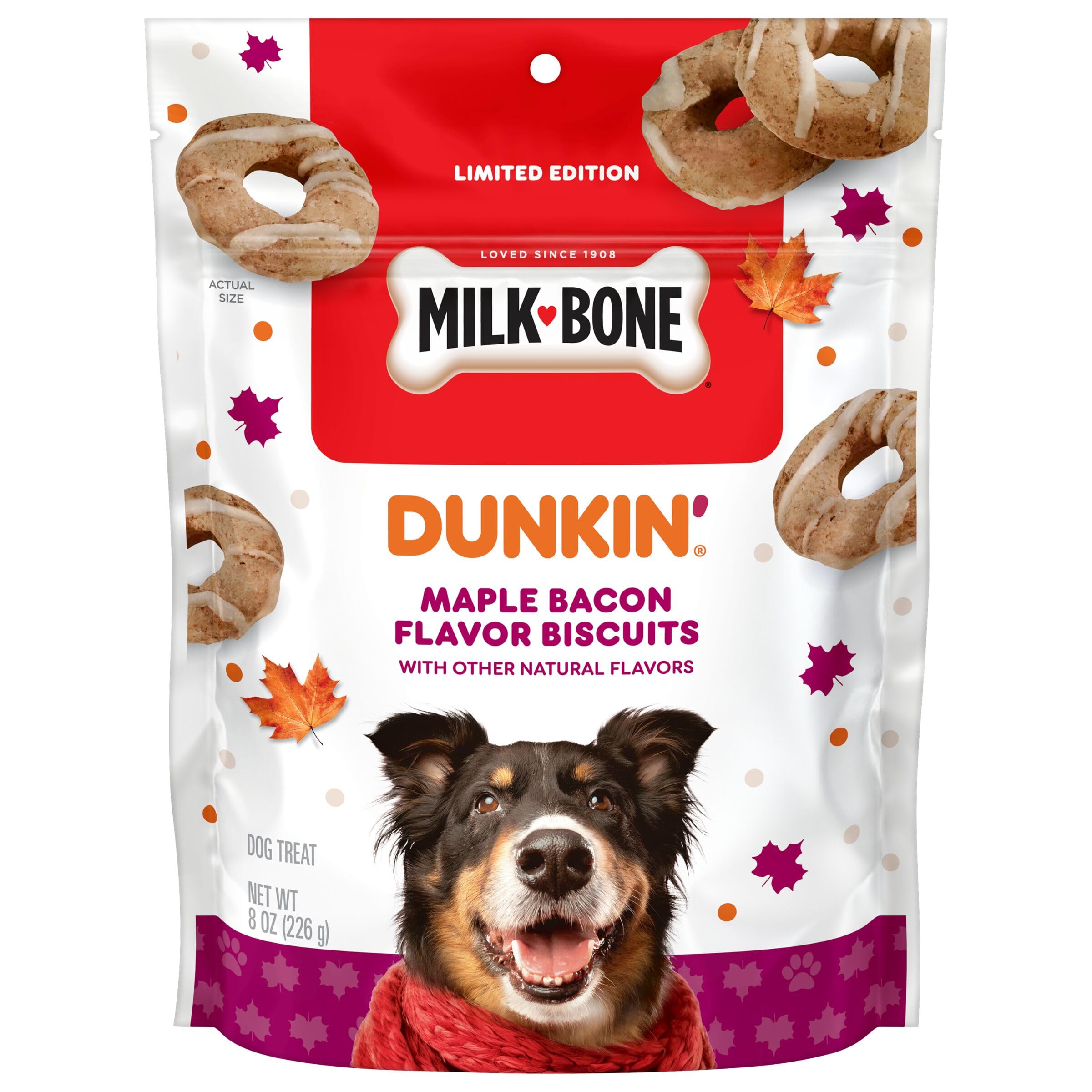 Milk-Bone Dunkin’ Maple Bacon Dog Biscuits, 8 oz, 2 Pack