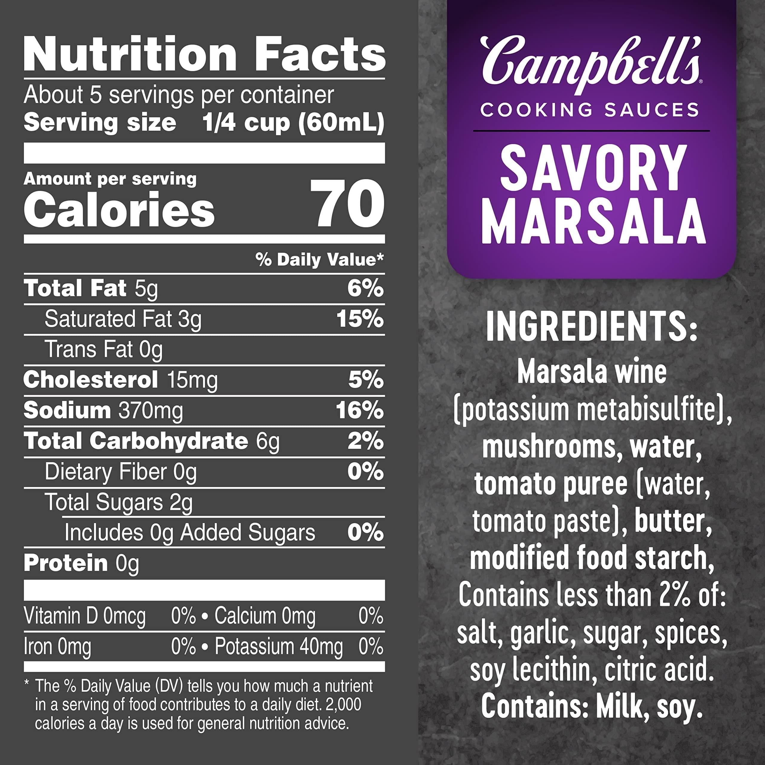 Campbell's Savory Marsala Cooking Sauce, 11 Oz Pouch for Easy Chicken Marsala Meals - Campbell's