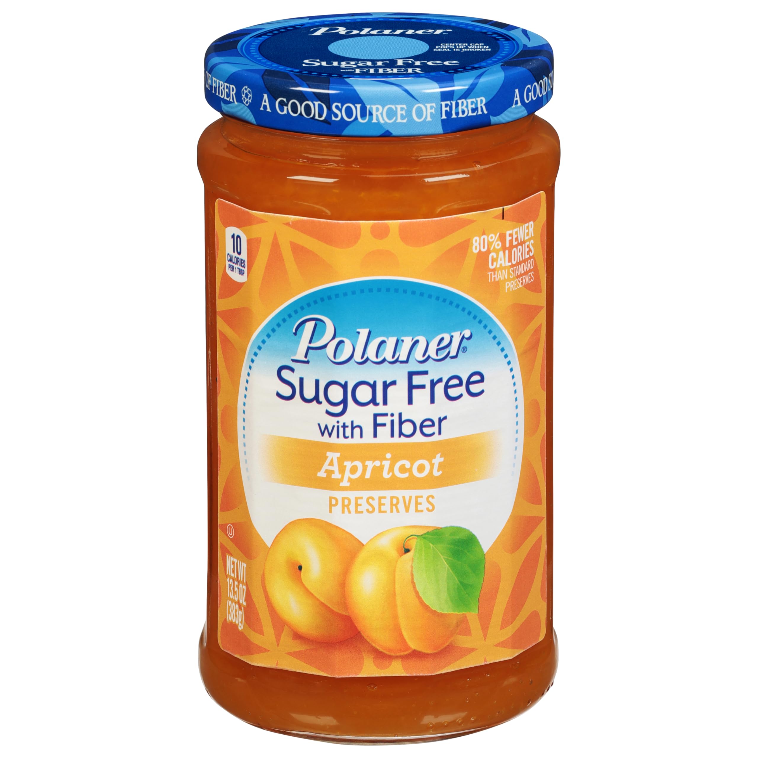 Polaner Sugar Free with Fiber, Apricot Jam, 13.5 Ounce - Polaner