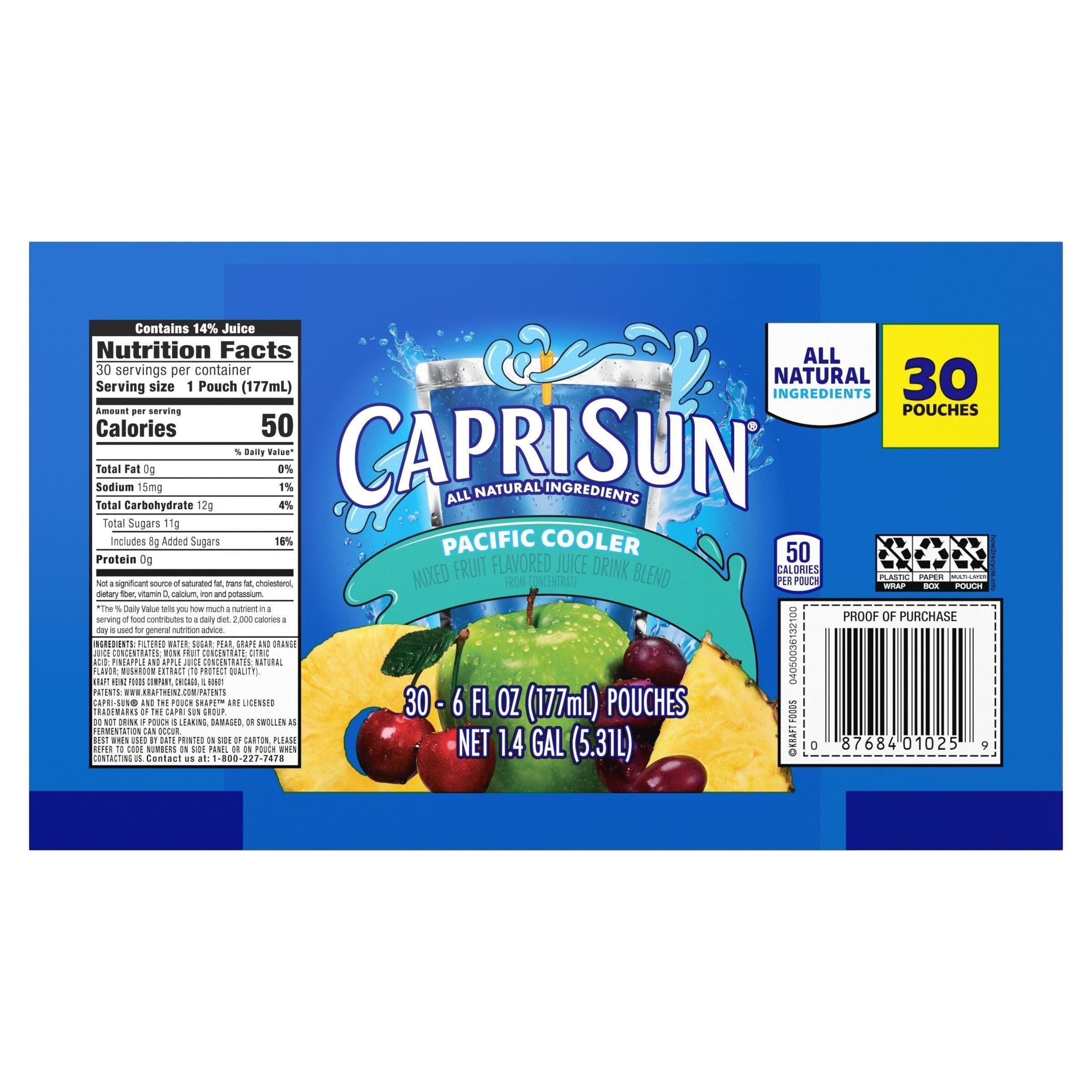 Capri Sun Pacific Cooler Mixed Fruit Juice Drink, 30 Pack, 6 oz Pouches - Capri Sun