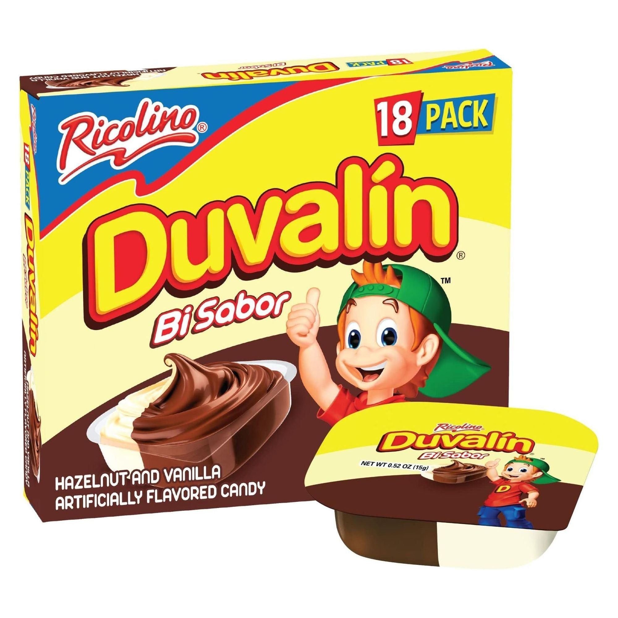 Ricolino Duvalin Hazelnut & Vanilla Creamy Delight Spread, 9.36 oz, 18 Count Box - Ricolino