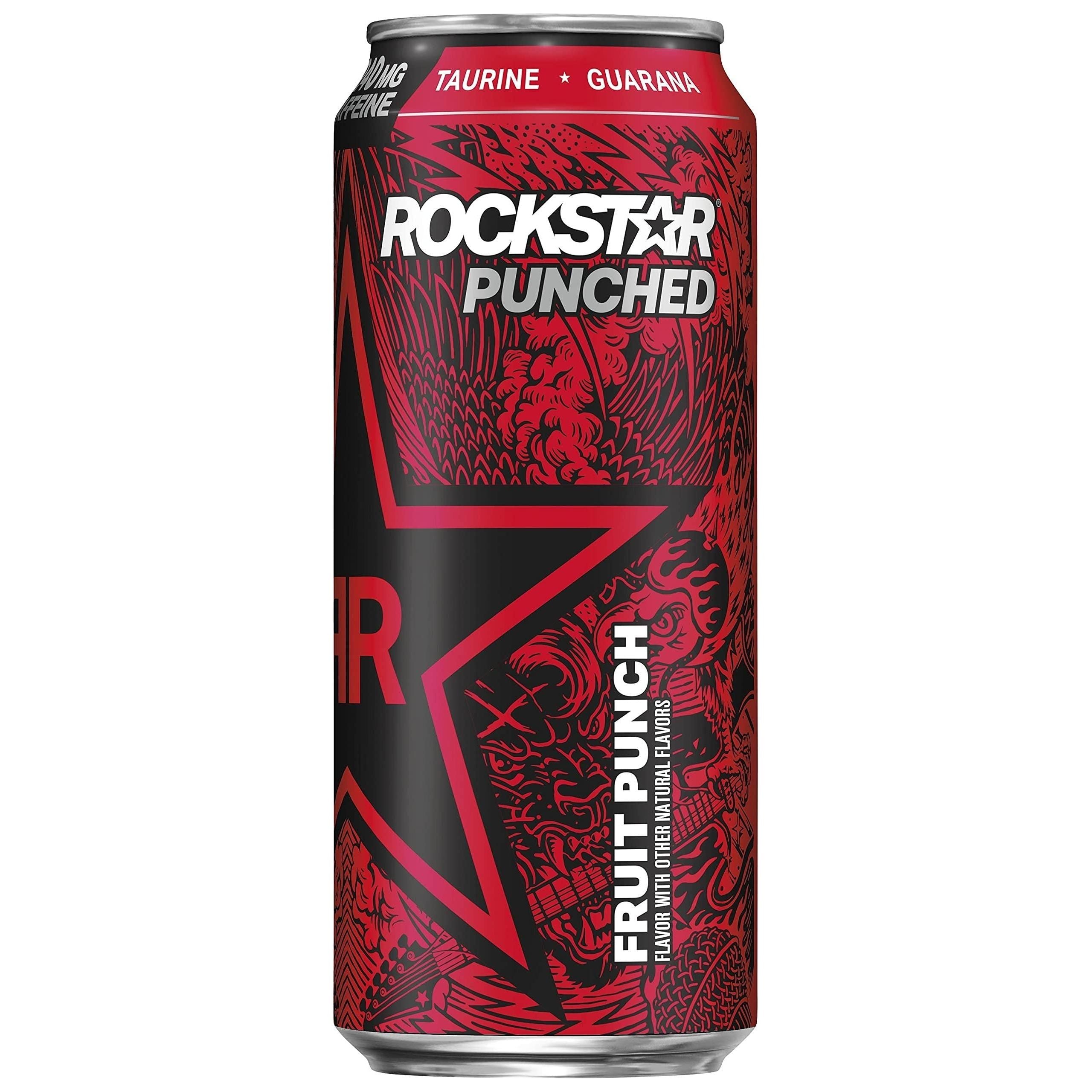 Rockstar Punched Fruit Punch Energy Drink, 16oz Cans (8 Pack) - Rockstar