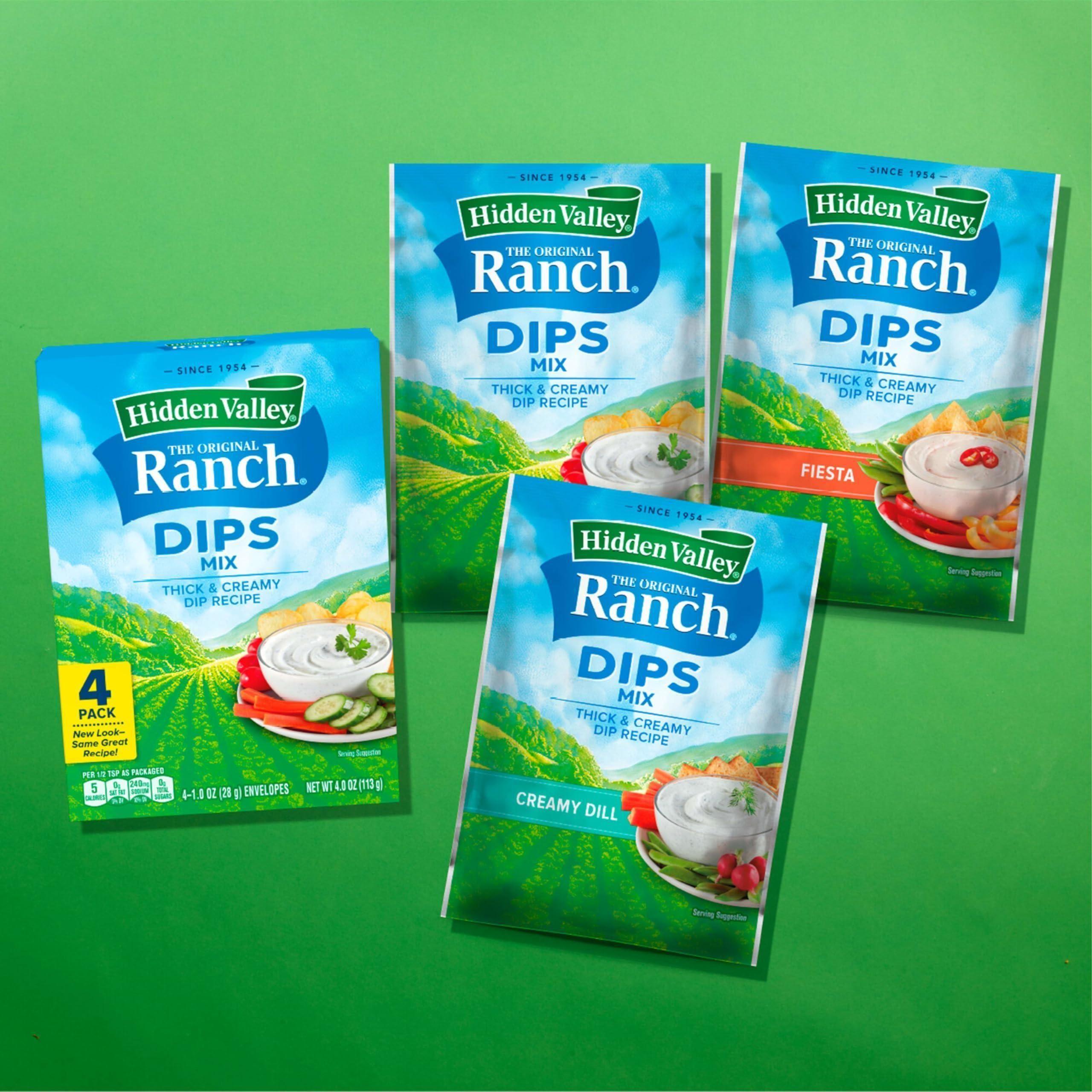 Creamy Keto-Friendly Ranch Dips Mix by Hidden Valley, Gluten-Free, 1 oz, 4 Packets - Hidden Valley