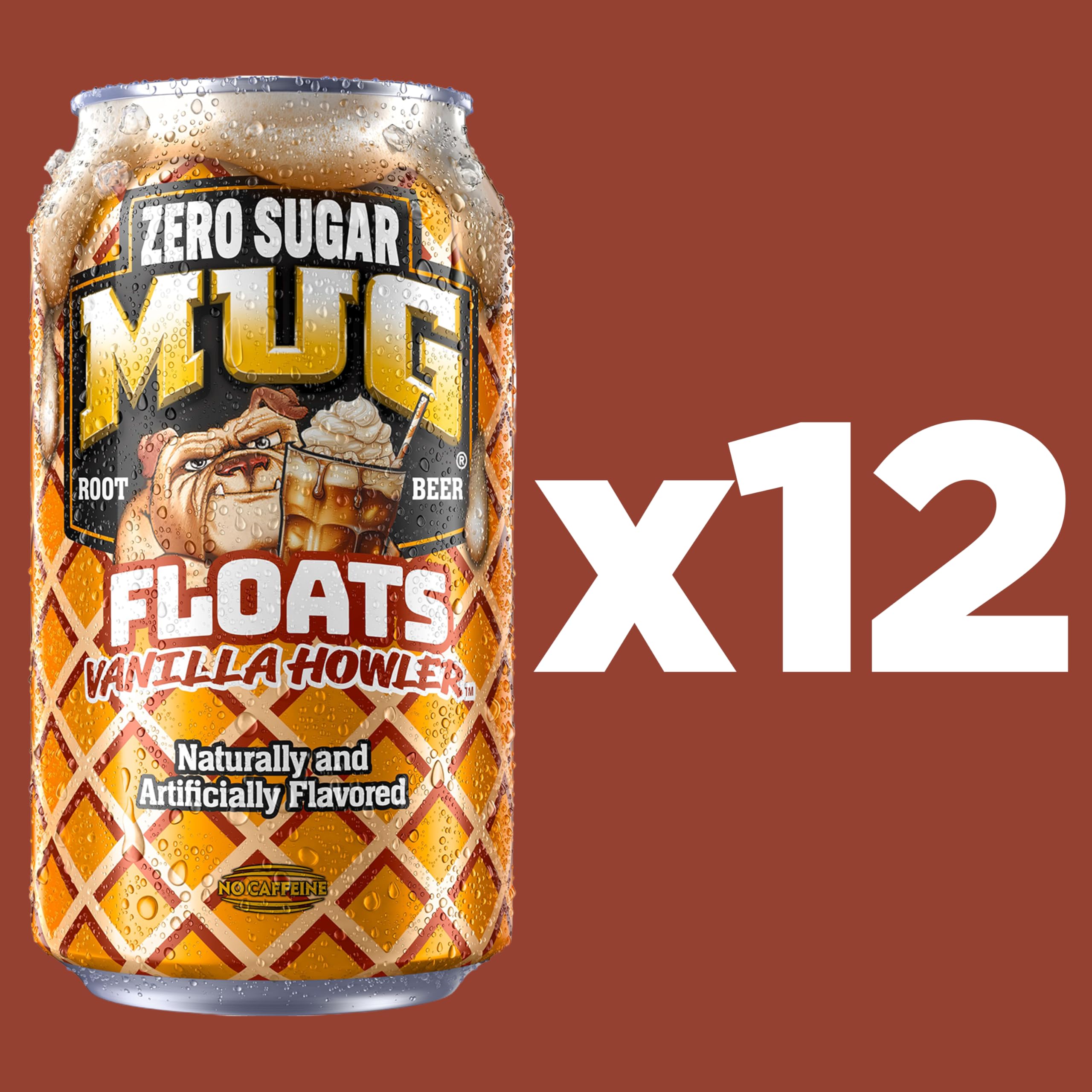 Mug Zero Sugar Root Beer Floats Vanilla Howler, Caffeine Free, 12 fl oz, 12 Pack
