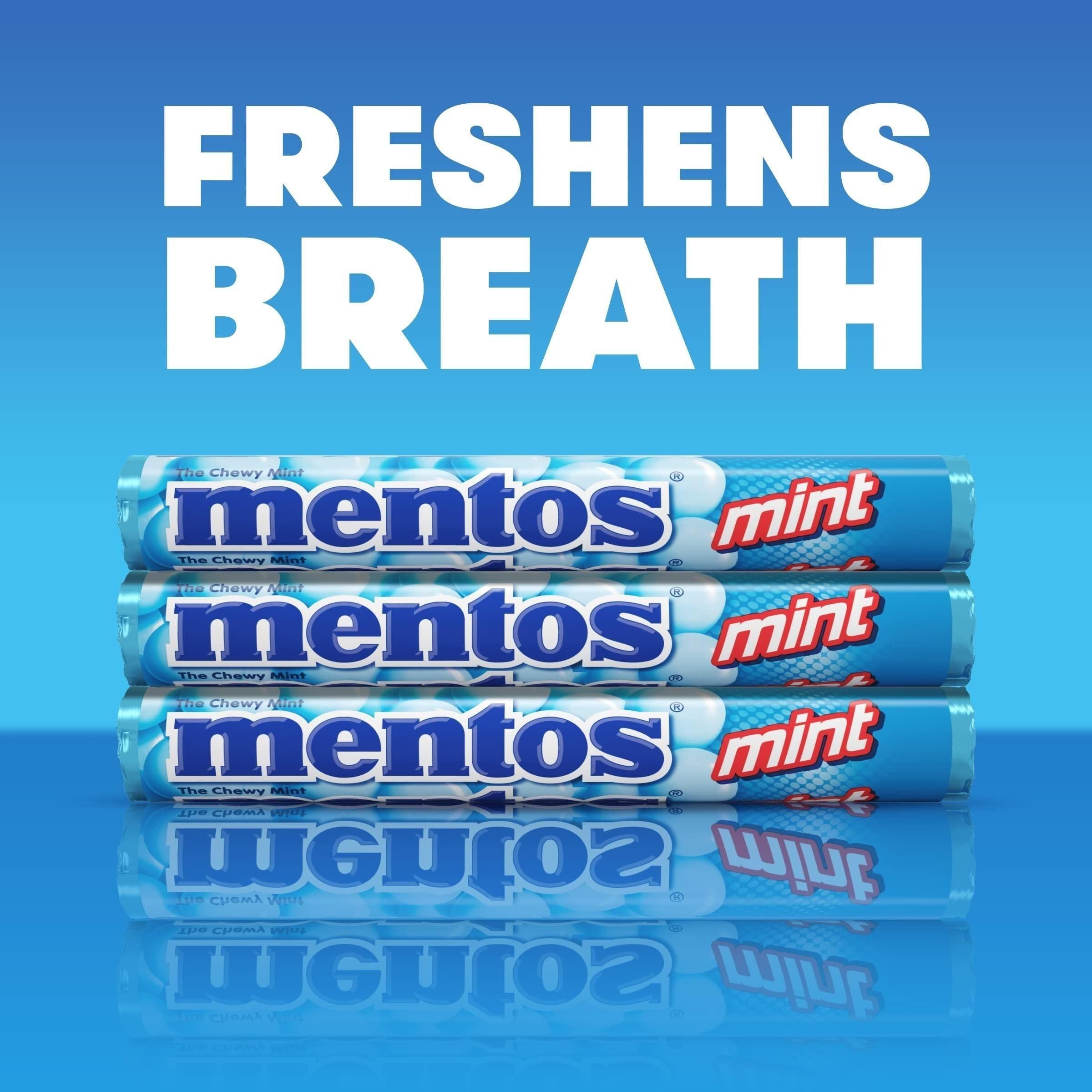 Mentos Chewy Mint Candy Roll, Peppermint, Peanut Free, Regular Size, 1.32 oz, 6 Count - Mentos