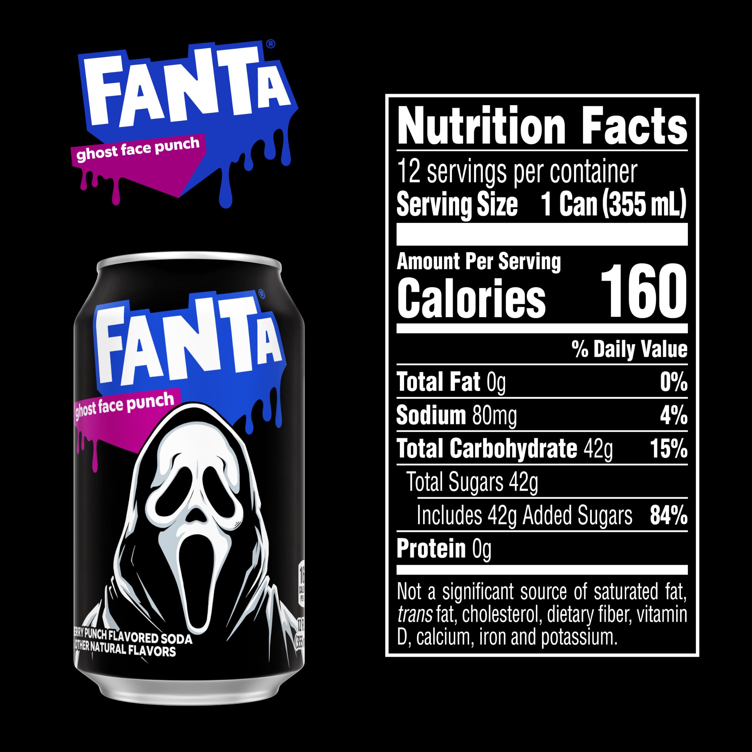 Fanta Ghost Face Punch Fridge Pack Cans, 12 fl oz, 12 Pack