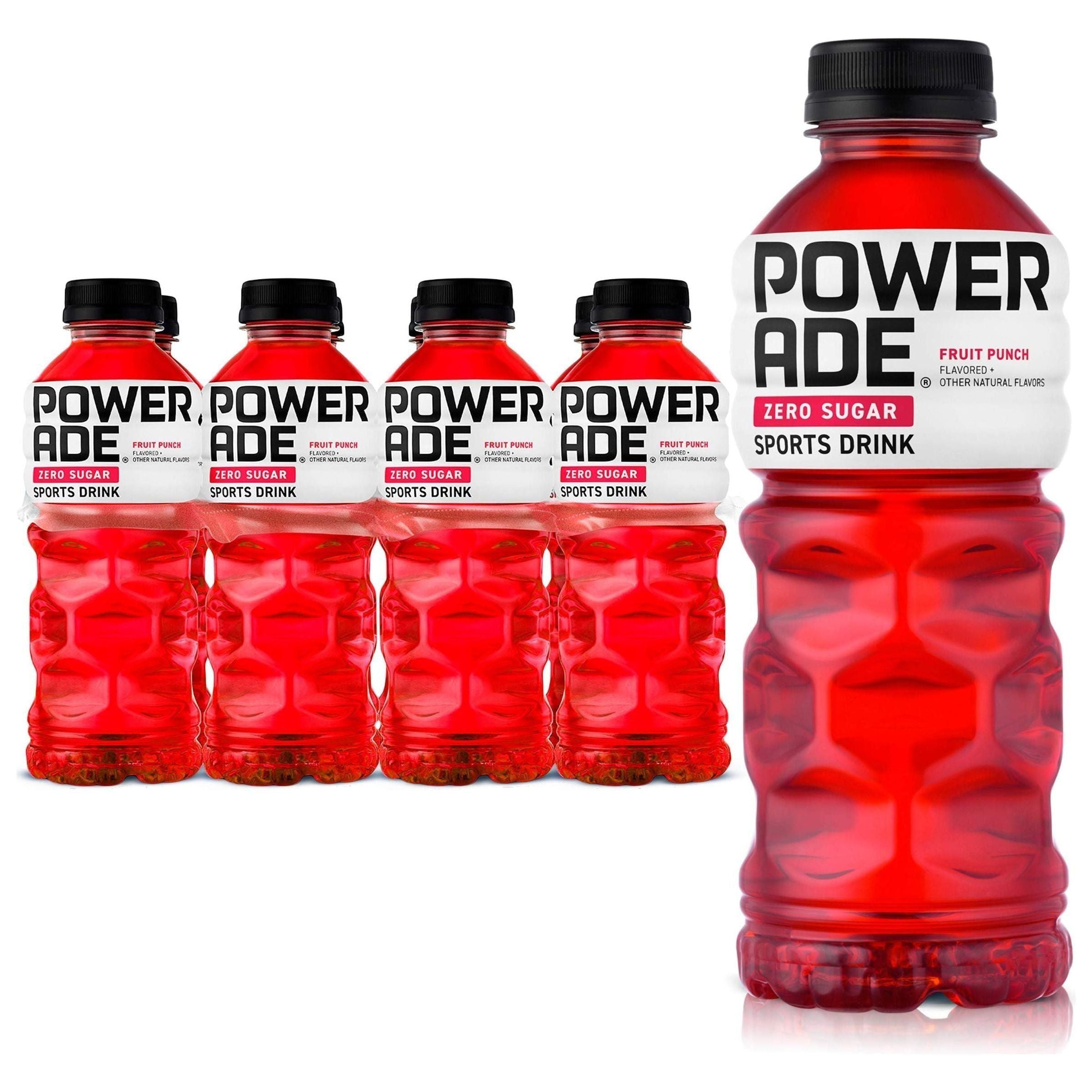 Powerade Zero Ion4 Sports Drink, Fruit Punch Flavor, 20 fl oz, 8 Bottles - Powerade