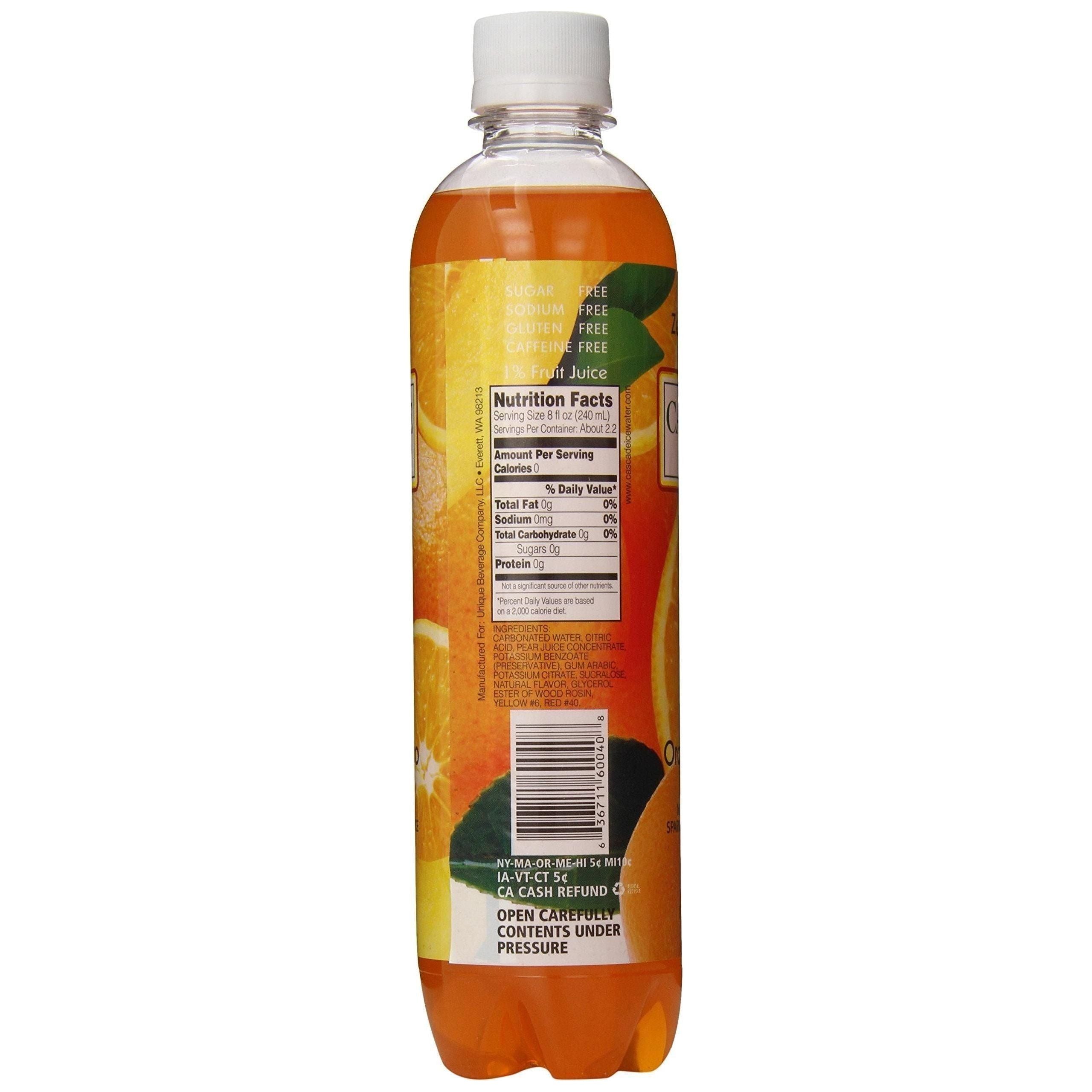 Tropical Bliss Orange Mango Sparkling Water, 17.2 Fl. Oz (Pack of 12) - Cascade Ice