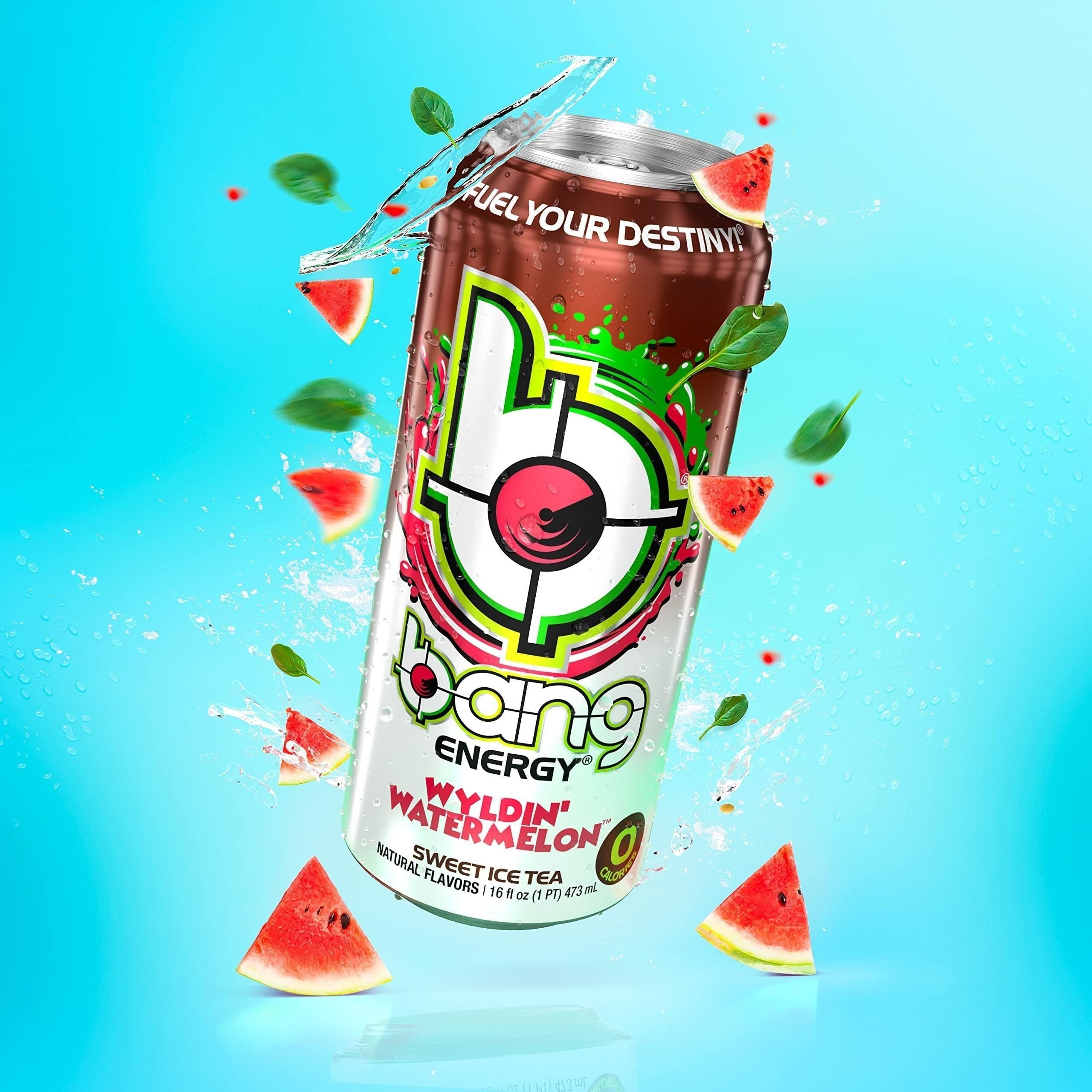 Bang Energy Wyldin’ Watermelon Sweet Tea - Sugar-Free 16oz Energy Drink (12-Pack) - Bang Energy